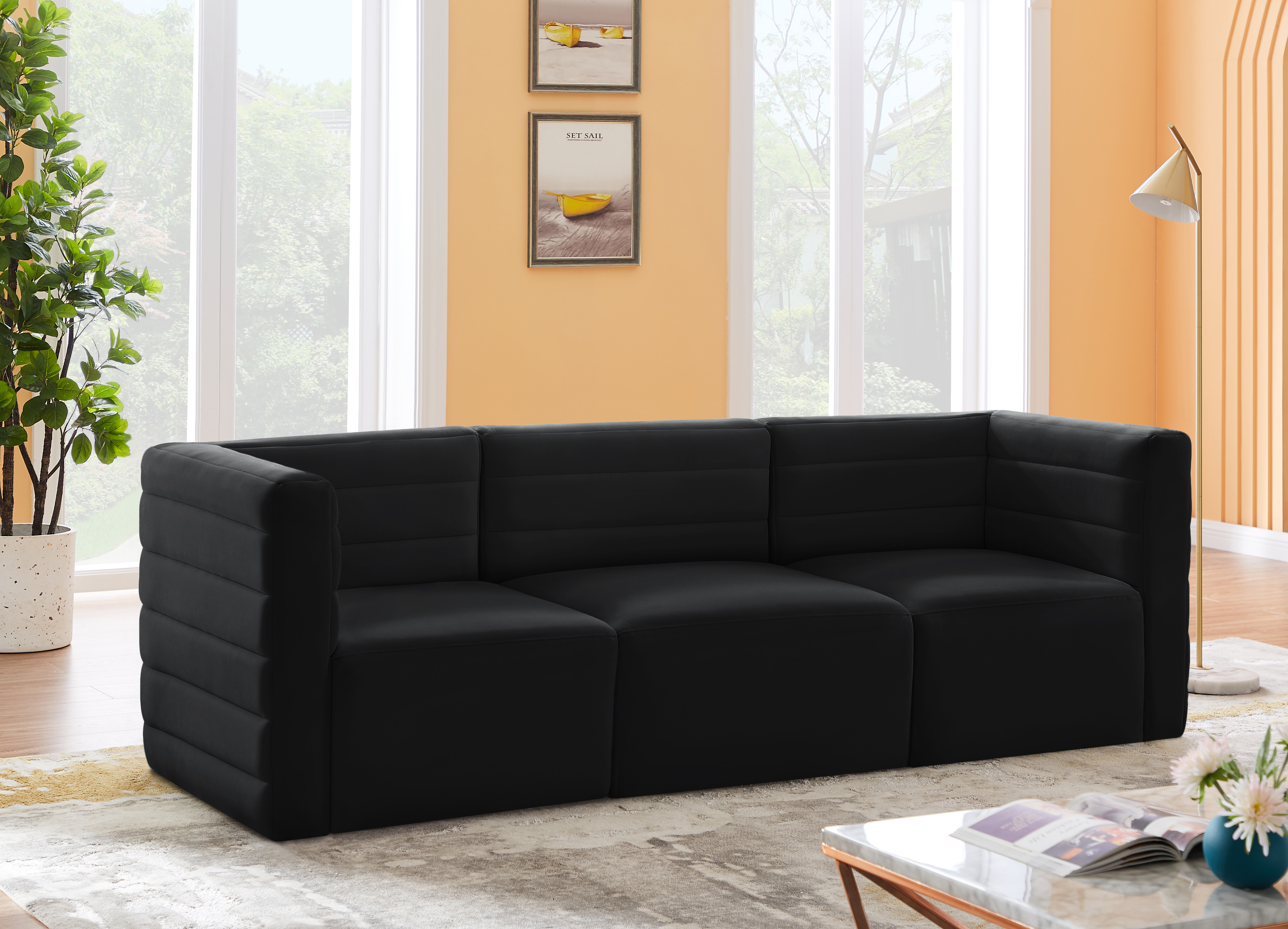 Quincy 95" Velvet Modular Comfort Sofa
