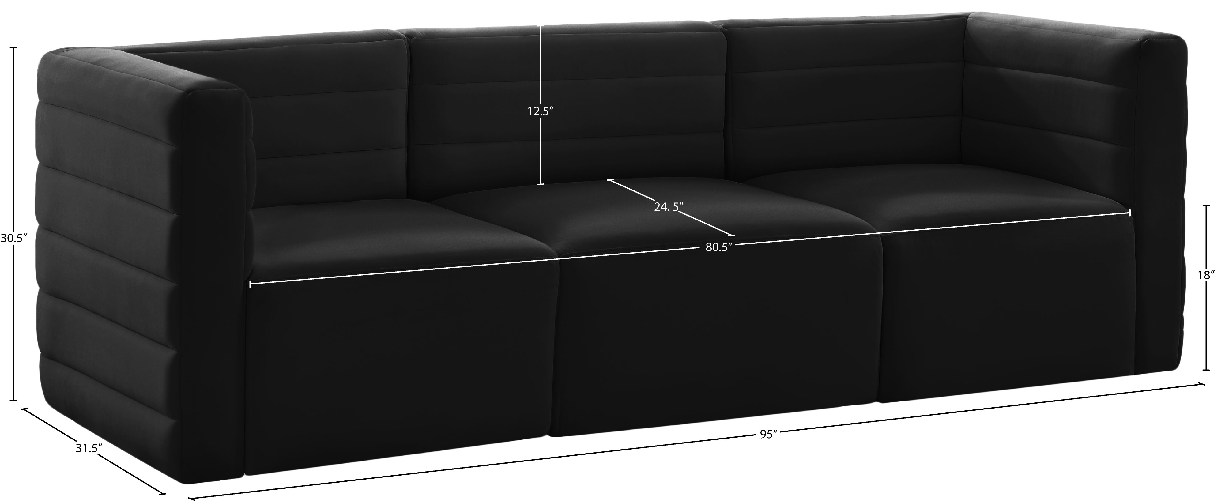 Quincy 95" Velvet Modular Comfort Sofa