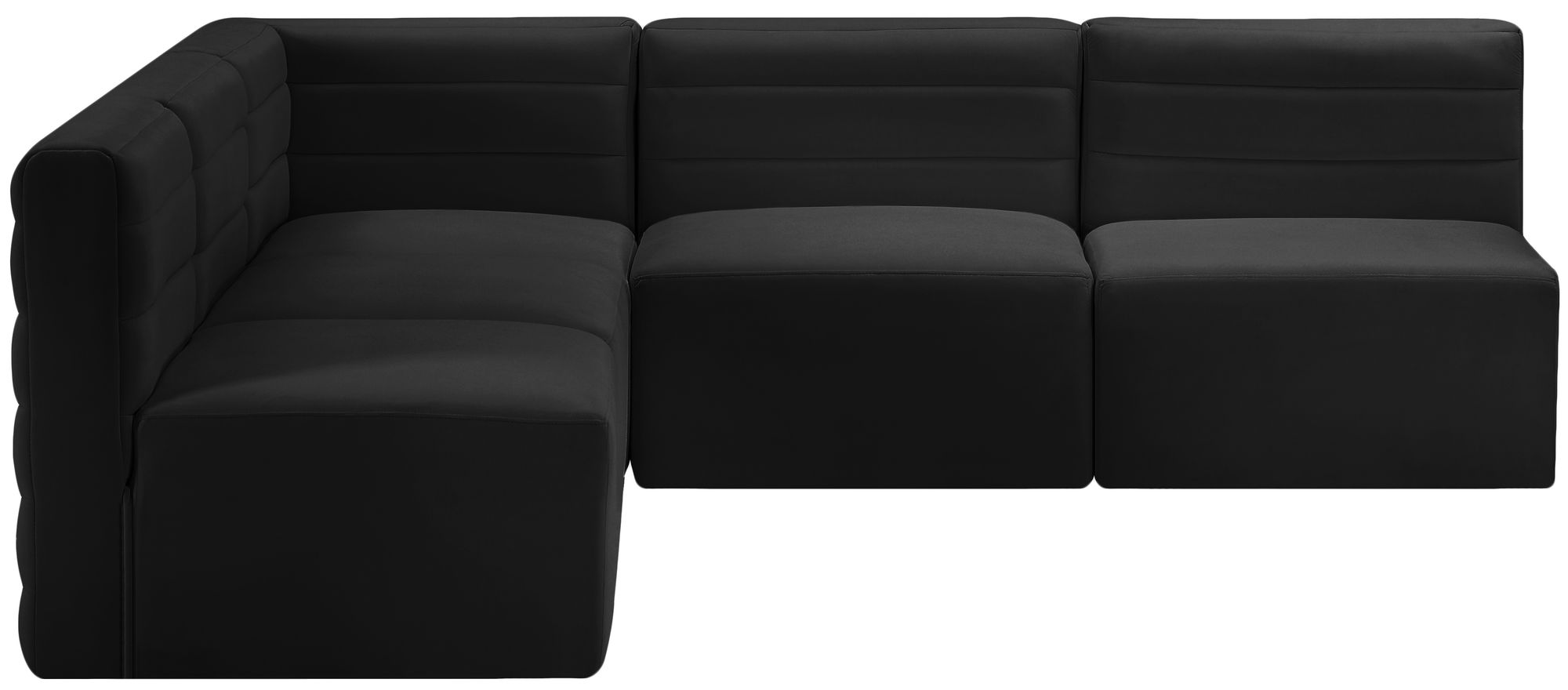 Quincy 95" 5-Piece Velvet Modular Comfort Armless Sectional