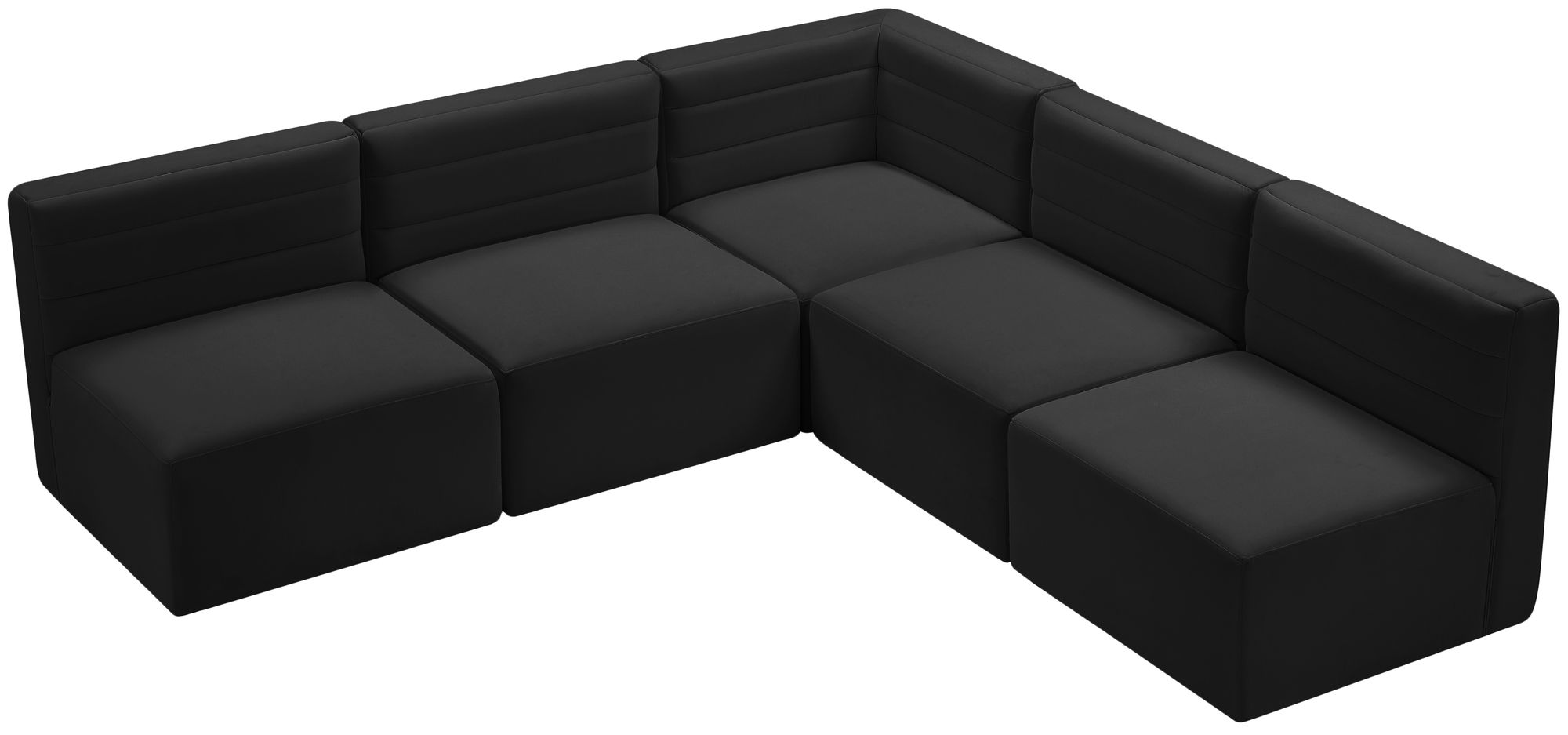 Quincy 95" 5-Piece Velvet Modular Comfort Armless Sectional