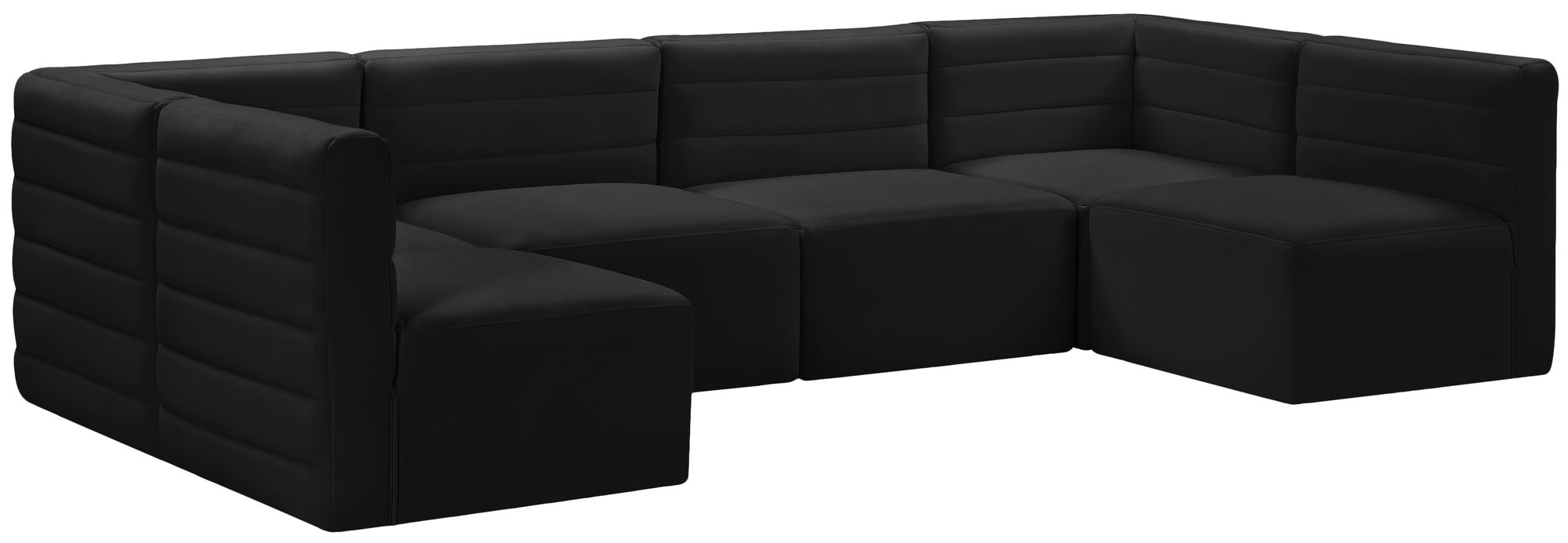 Quincy 126" 6-Piece Velvet Modular Comfort U-Shape Sectional