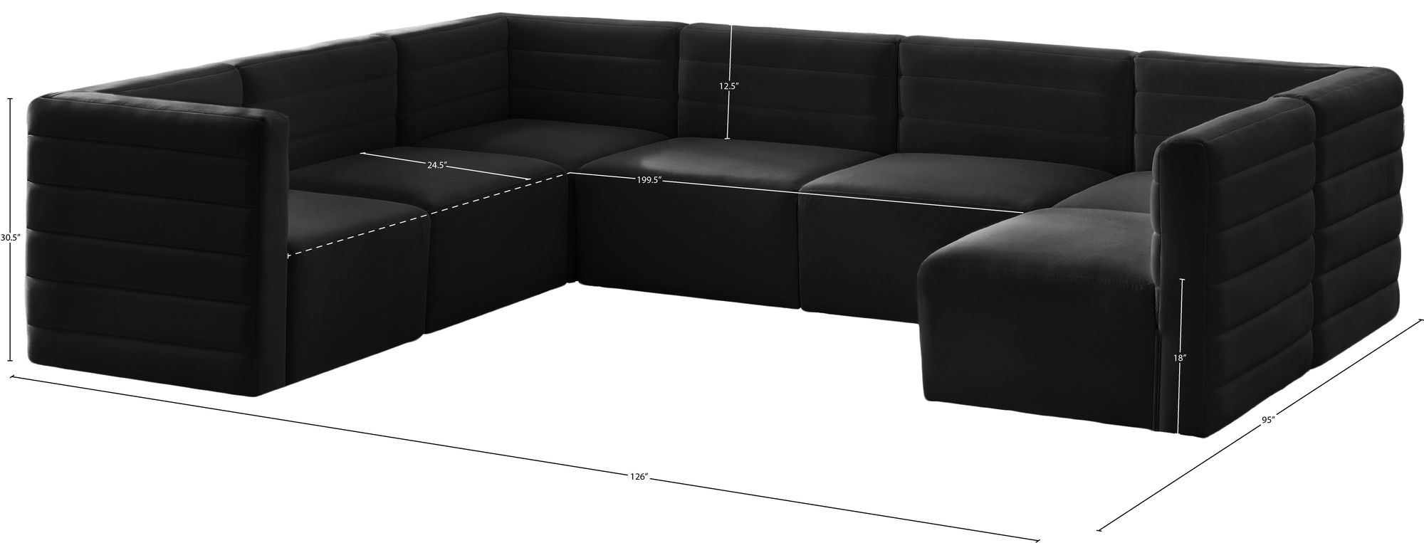 Quincy 126" 7-Piece Velvet Modular Comfort Sectional