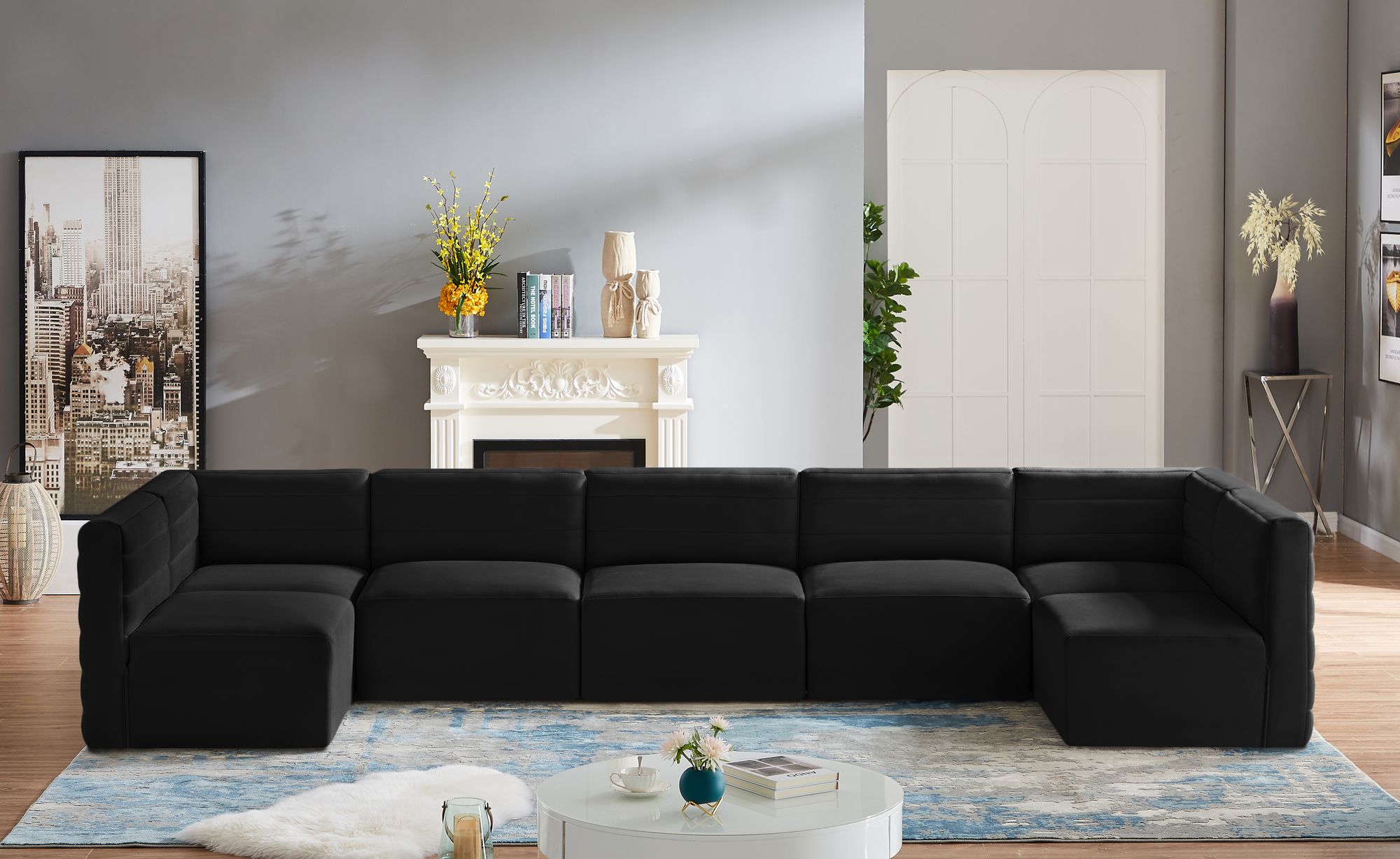 Quincy 158" 7-Piece Velvet Modular Comfort Sectional