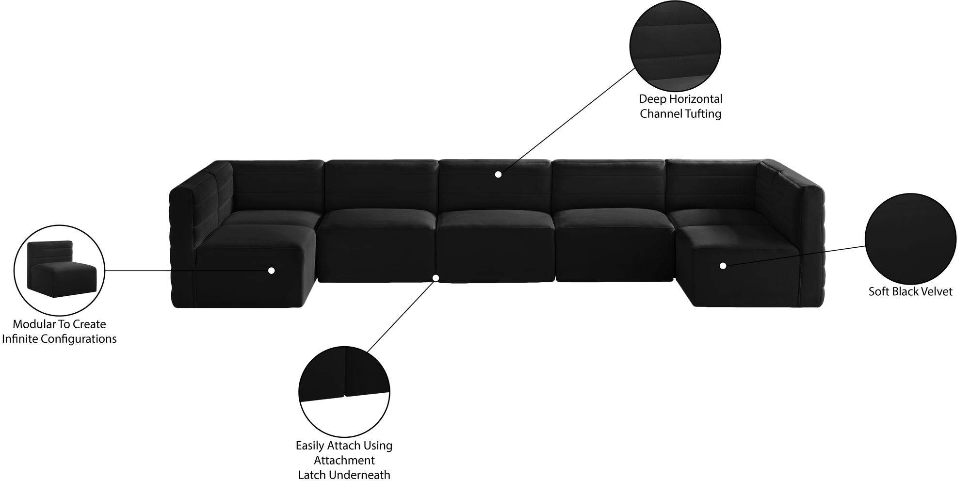 Quincy 158" 7-Piece Velvet Modular Comfort Sectional