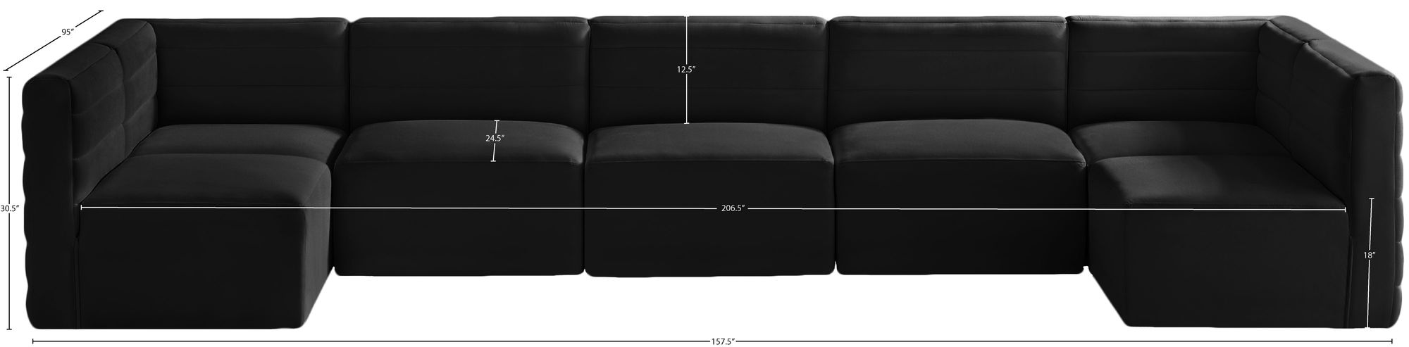 Quincy 158" 7-Piece Velvet Modular Comfort Sectional