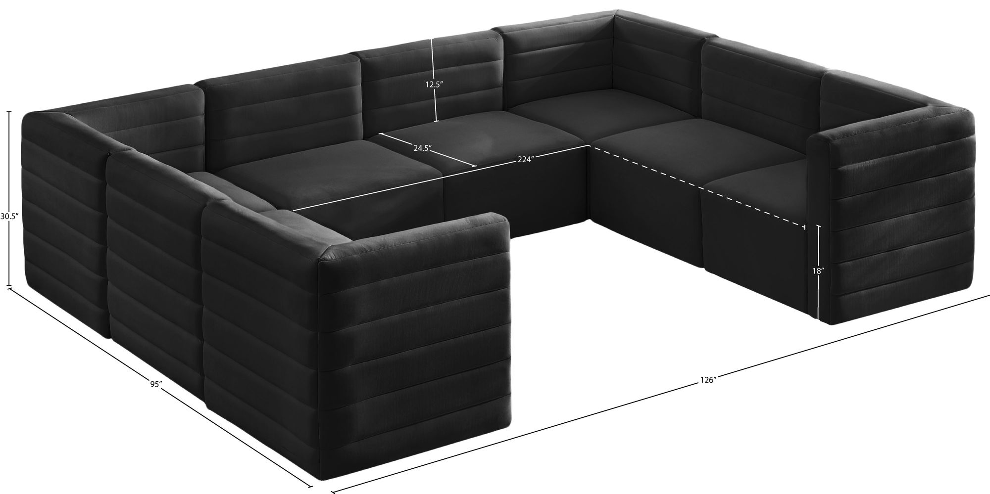Quincy 126" 8-Piece Velvet Modular Comfort Sectional