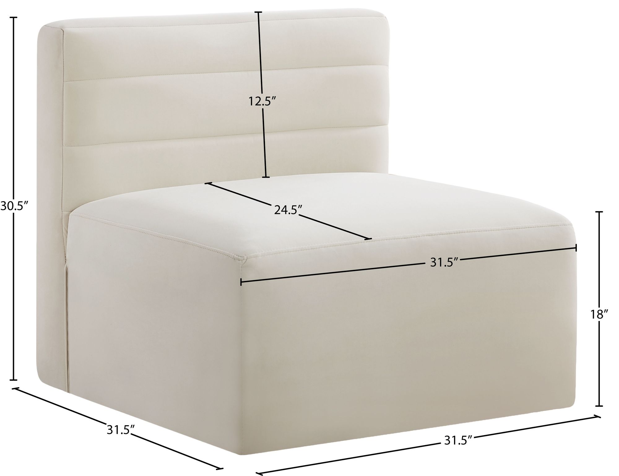 Quincy Velvet Modular Comfort Armless Chair