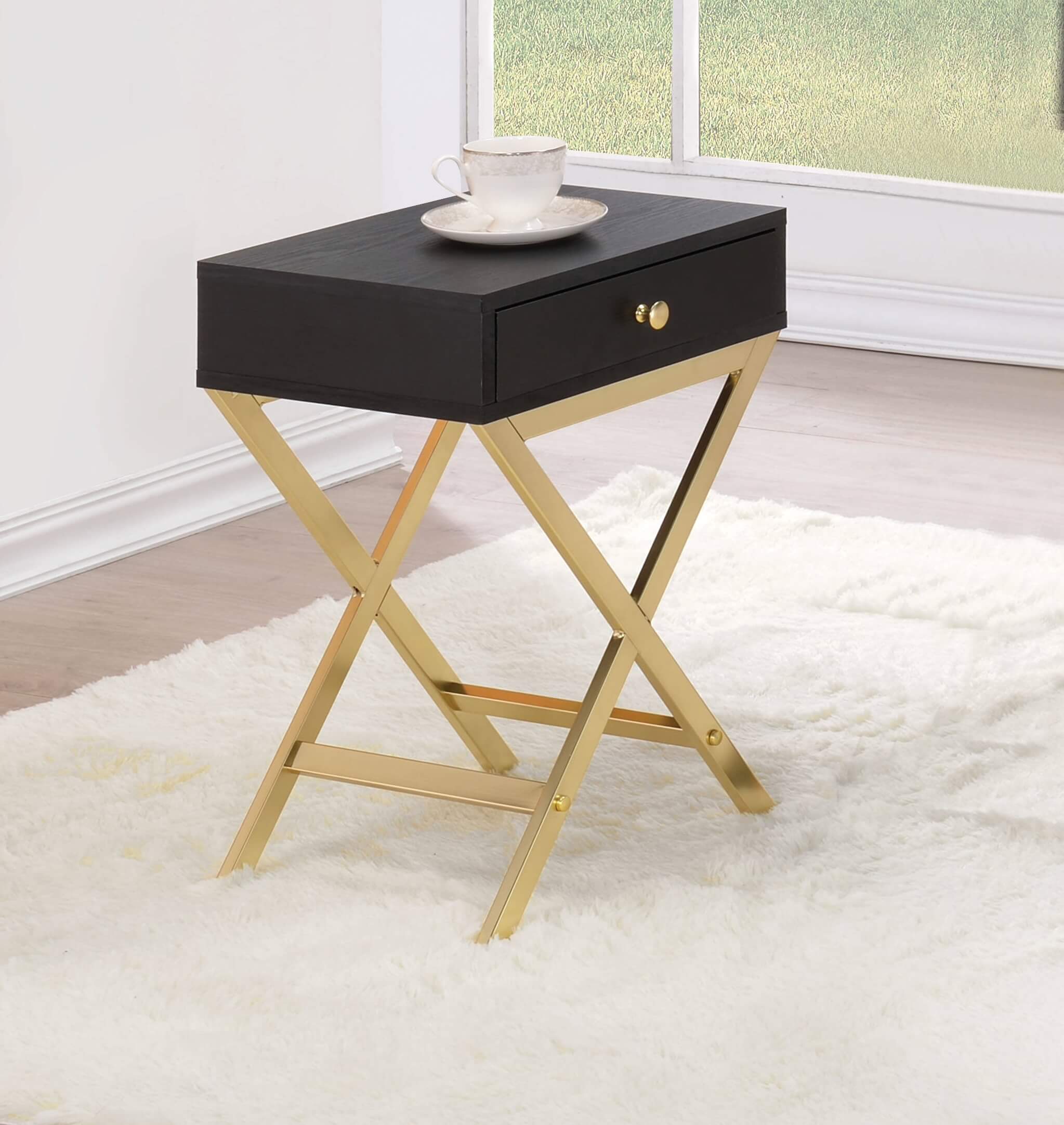 Coleen Wood Veneer/Metal Side Table, Composition 1