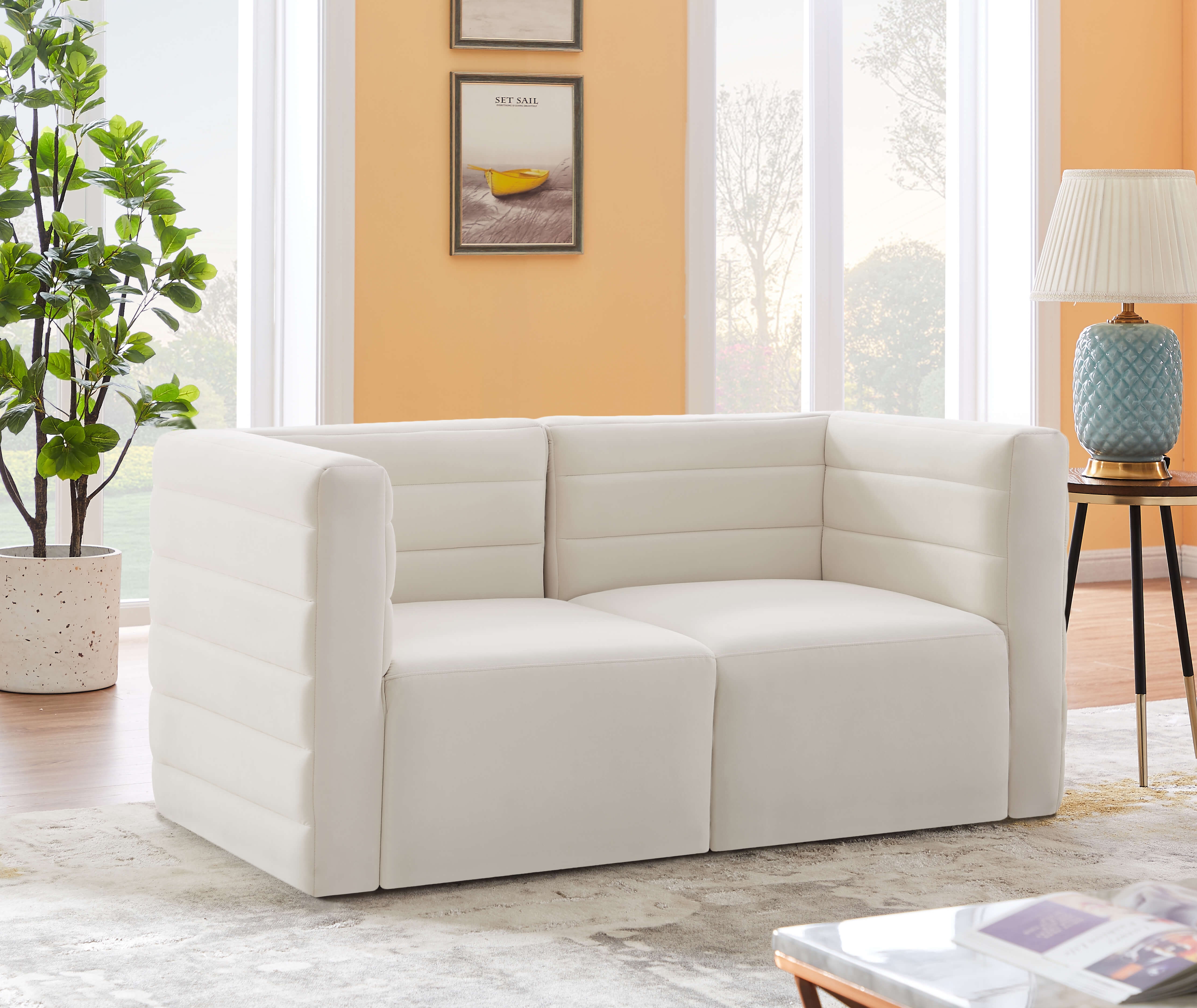 Quincy 63" Velvet Modular Comfort Sofa