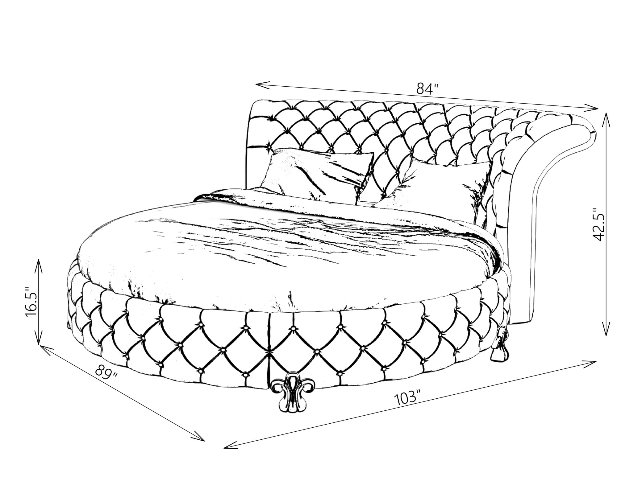 Florence Velvet Round King Size Bed