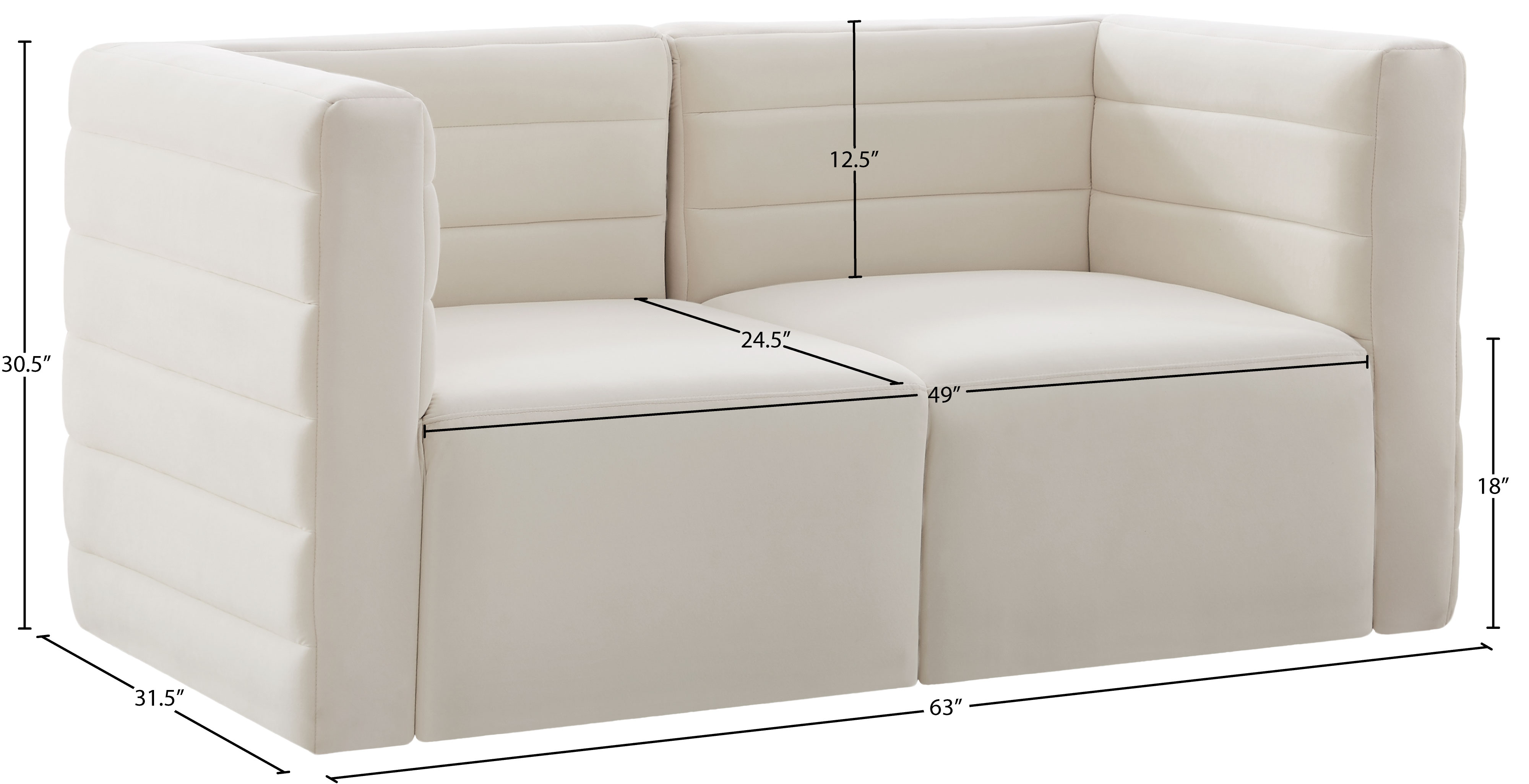 Quincy 63" Velvet Modular Comfort Sofa