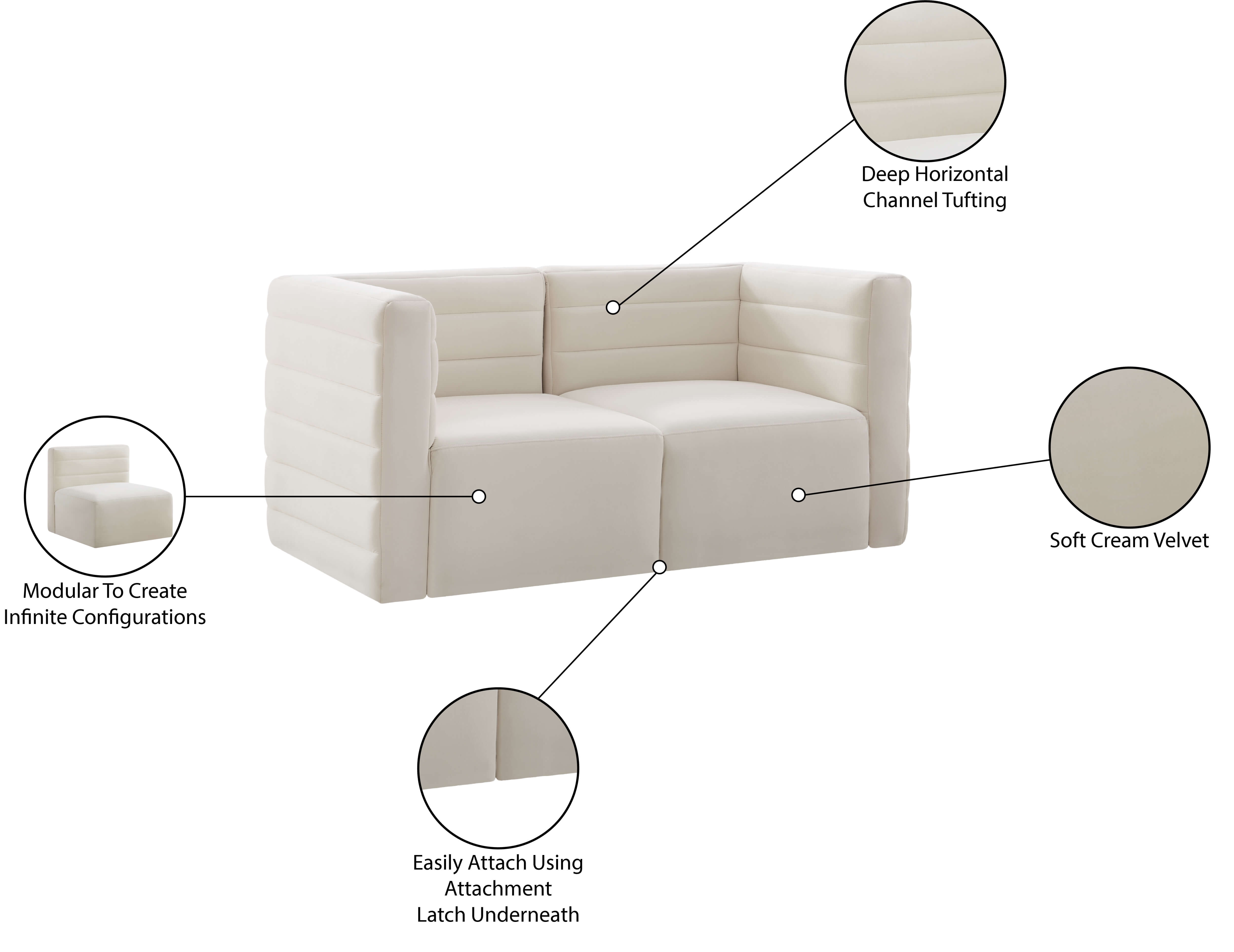 Quincy 63" Velvet Modular Comfort Sofa