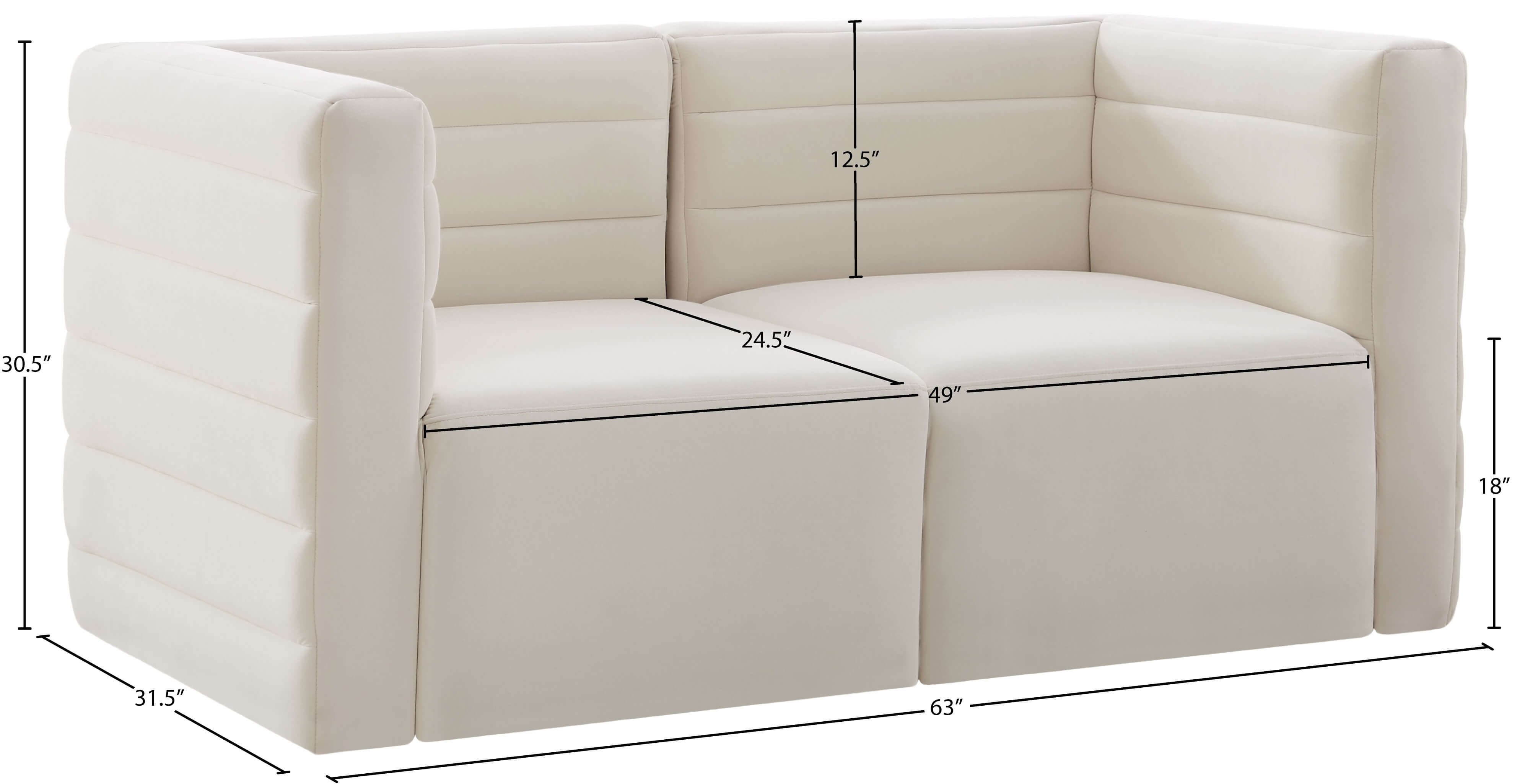 Quincy 63" Velvet Modular Comfort Sofa