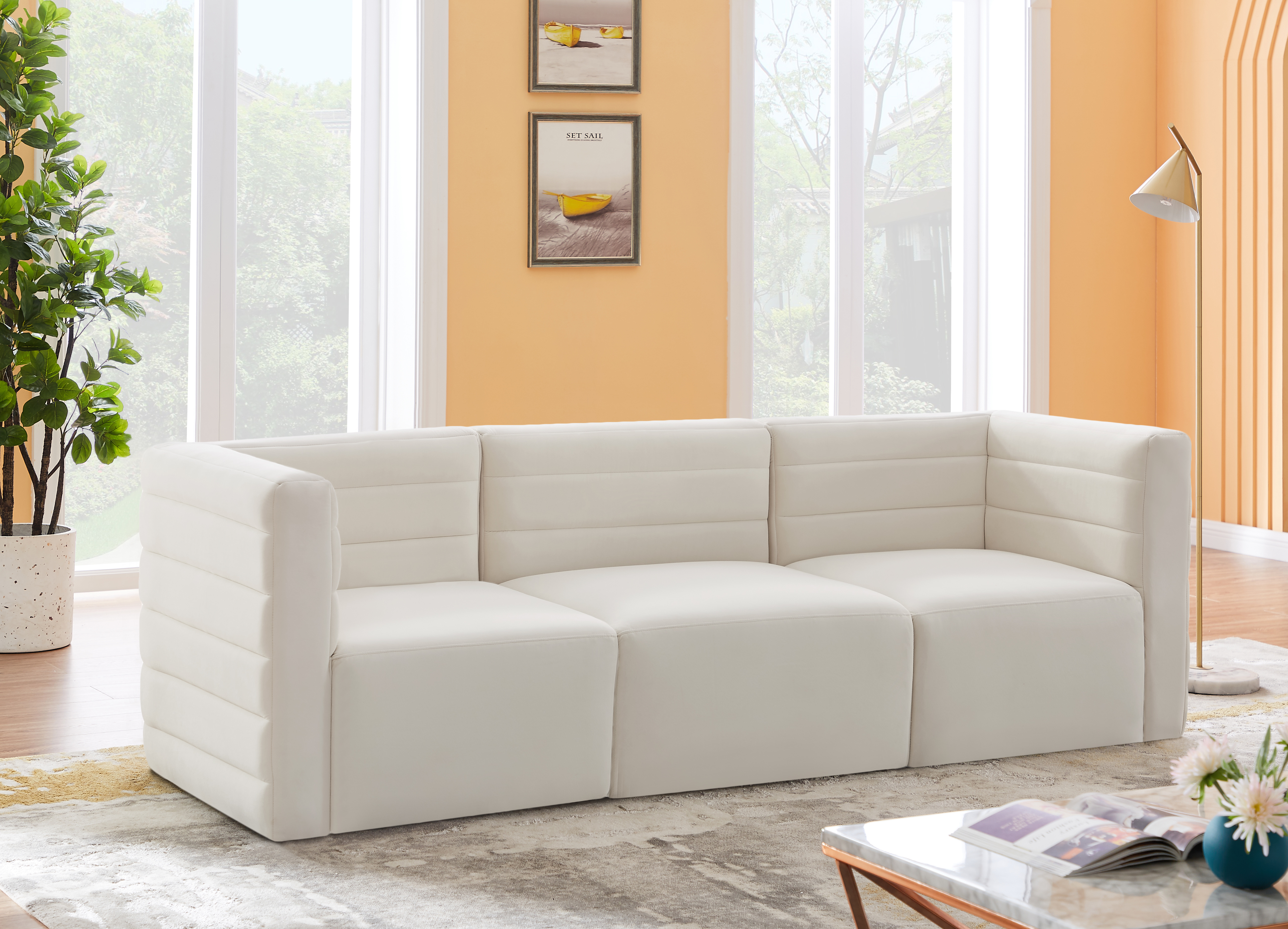 Quincy 95" Velvet Modular Comfort Sofa
