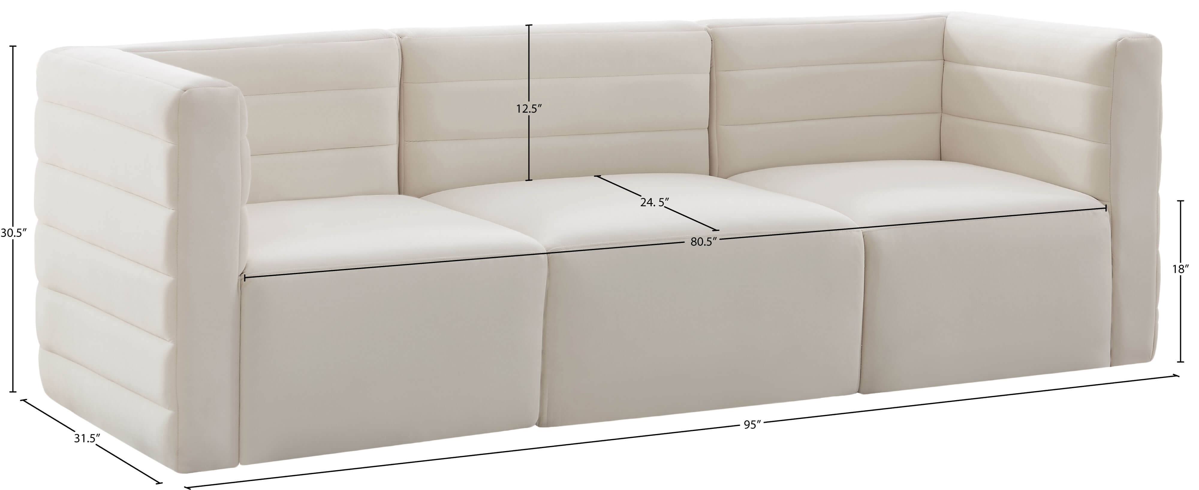 Quincy 95" Velvet Modular Comfort Sofa