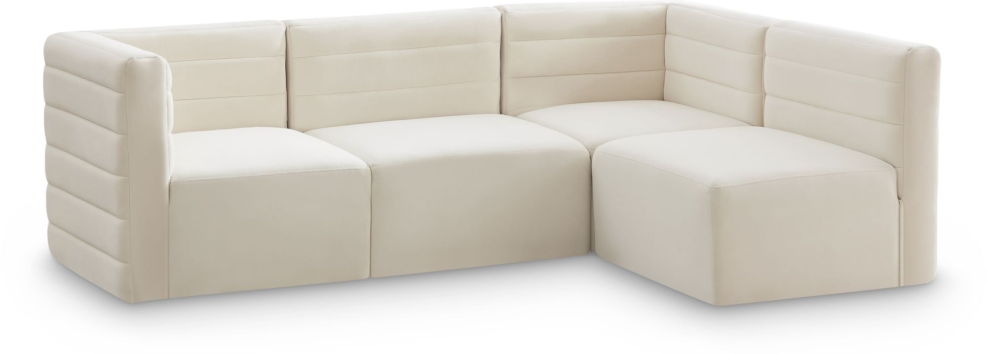 Quincy 95" 4-Piece Velvet Modular Comfort Sectional