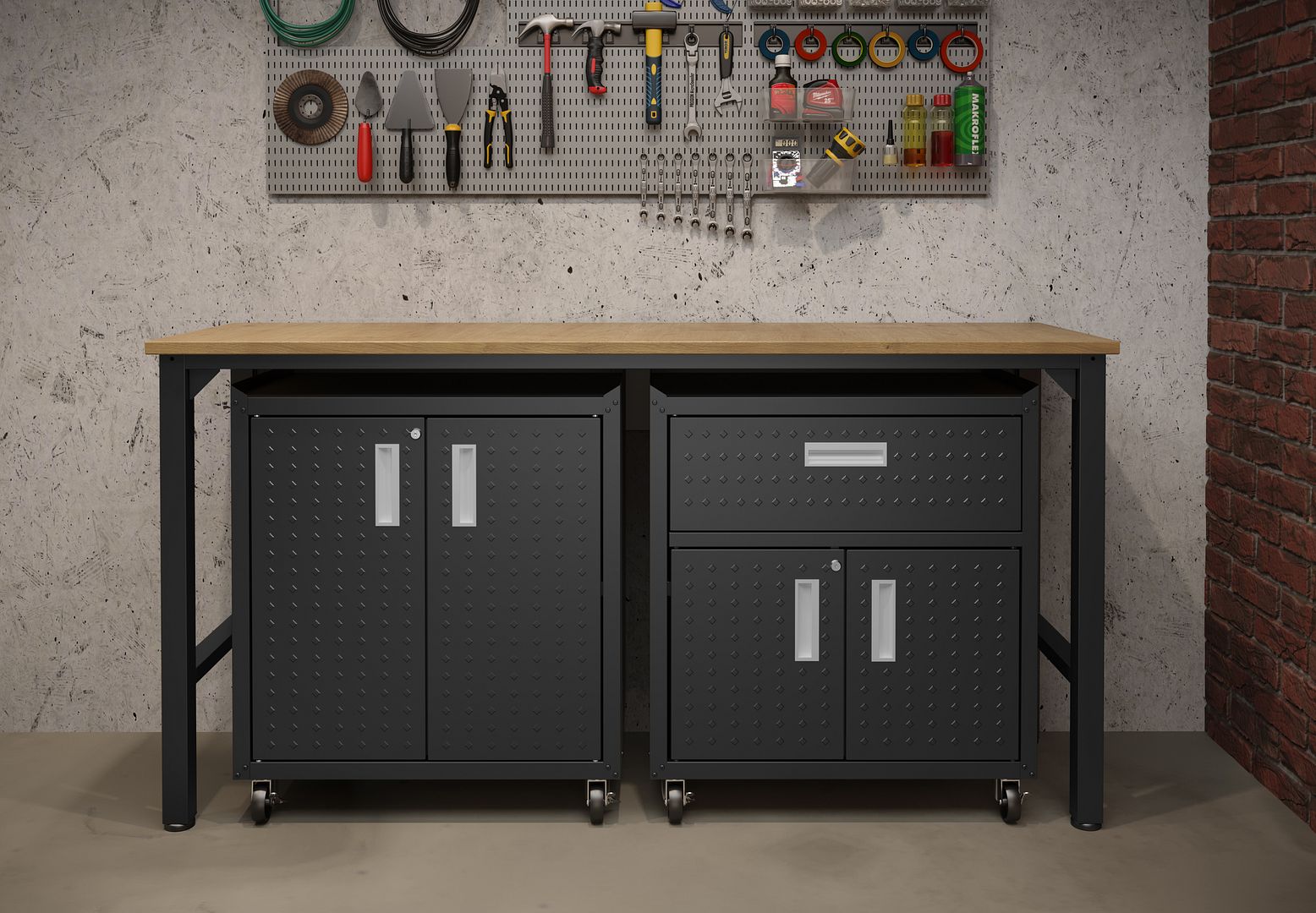 Fortress 3-Piece Textured Metal Garage Storage Set, Composition 2