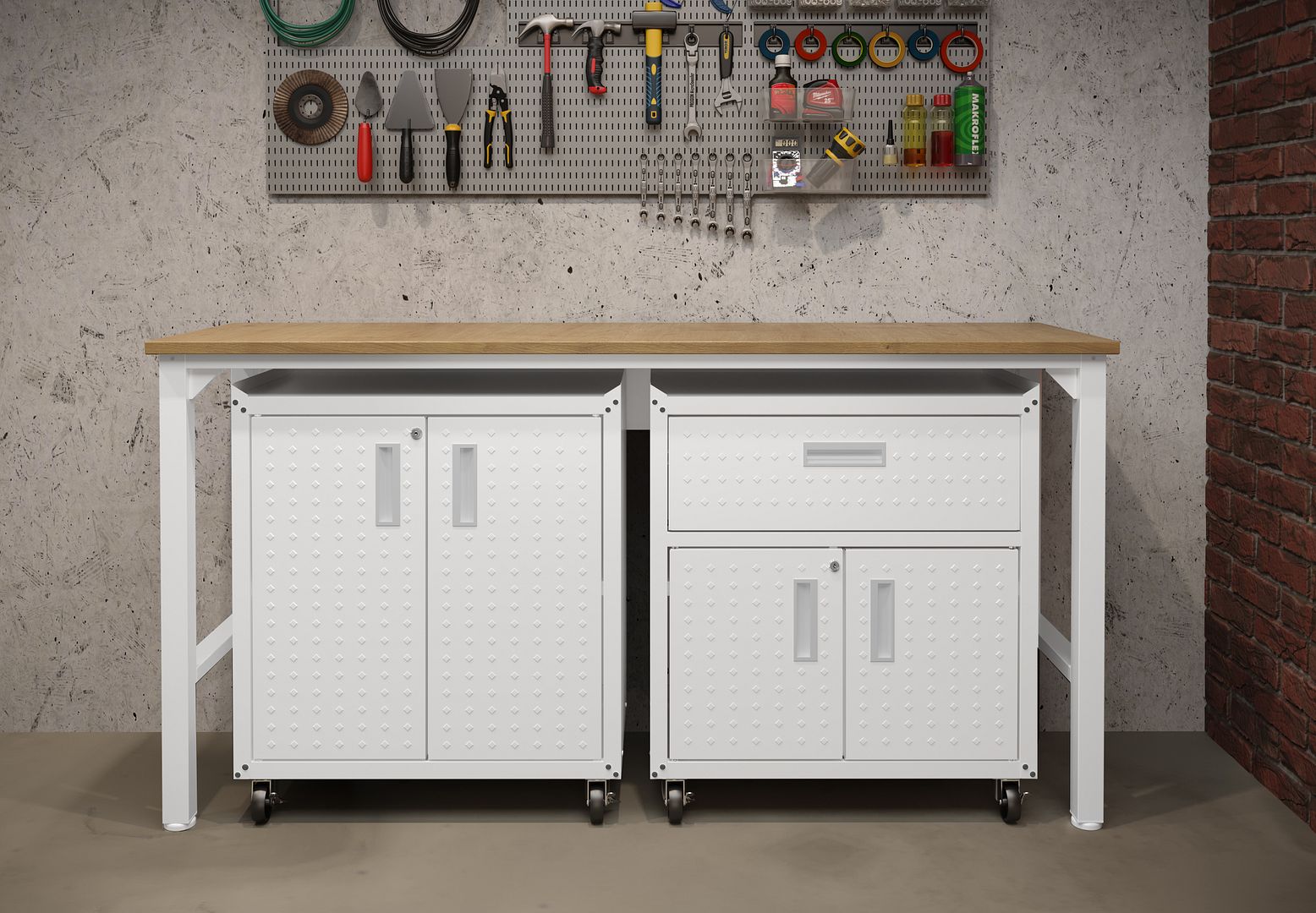 Fortress 3-Piece Textured Metal Garage Storage Set, Composition 2