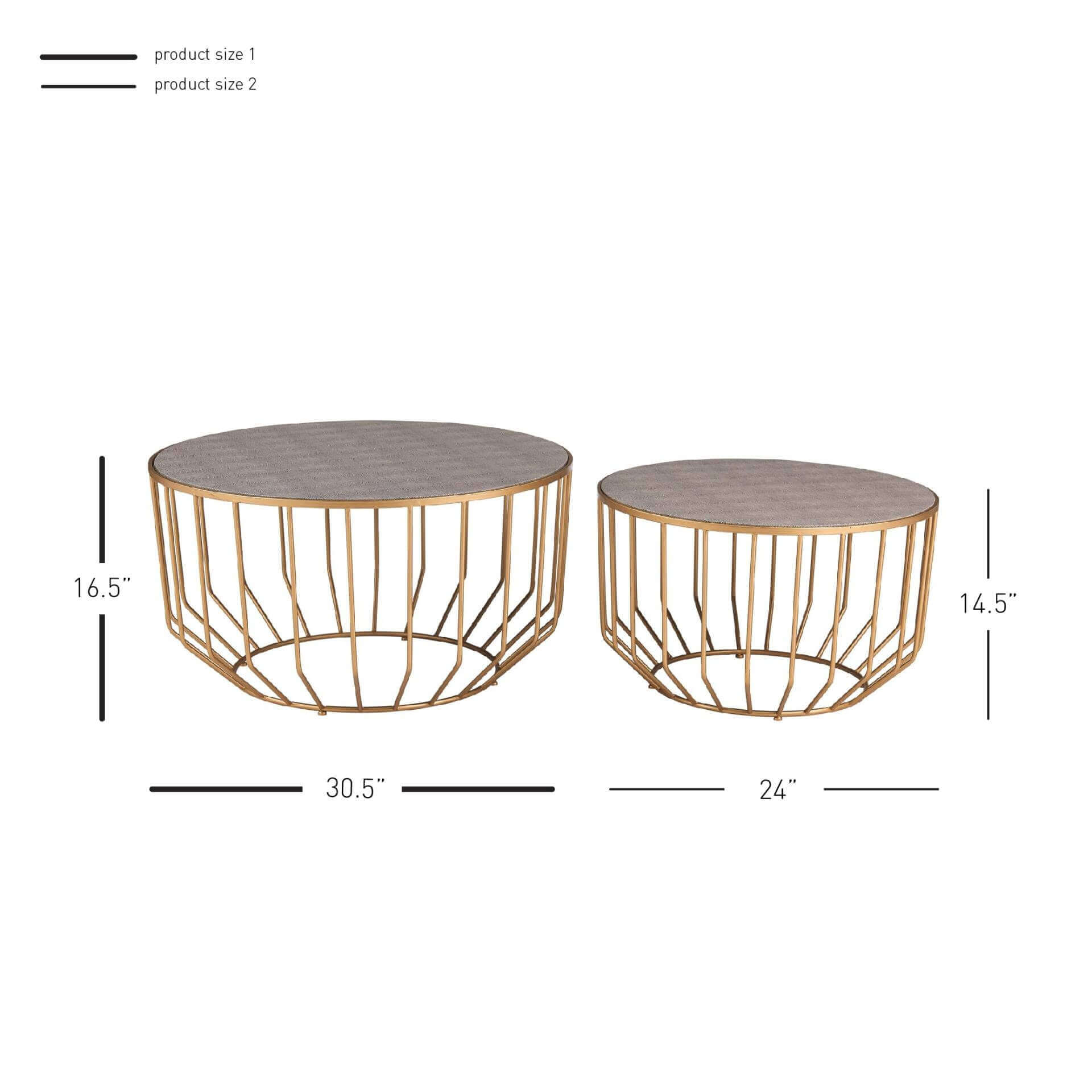 Halton KD 2-Piece Faux Shagreen Round Coffee Table Set