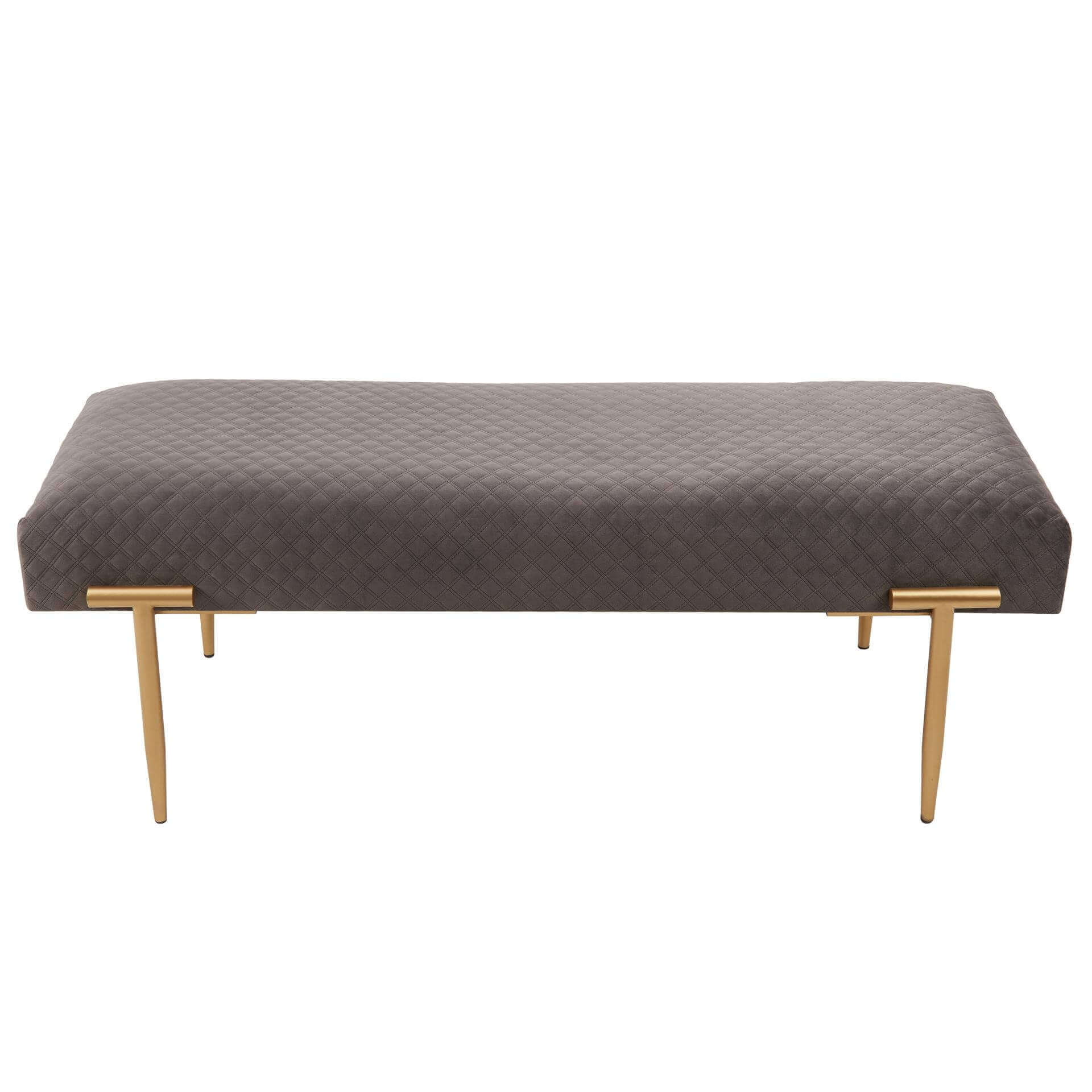 Clarine KD Quilted Velvet Fabric Bench