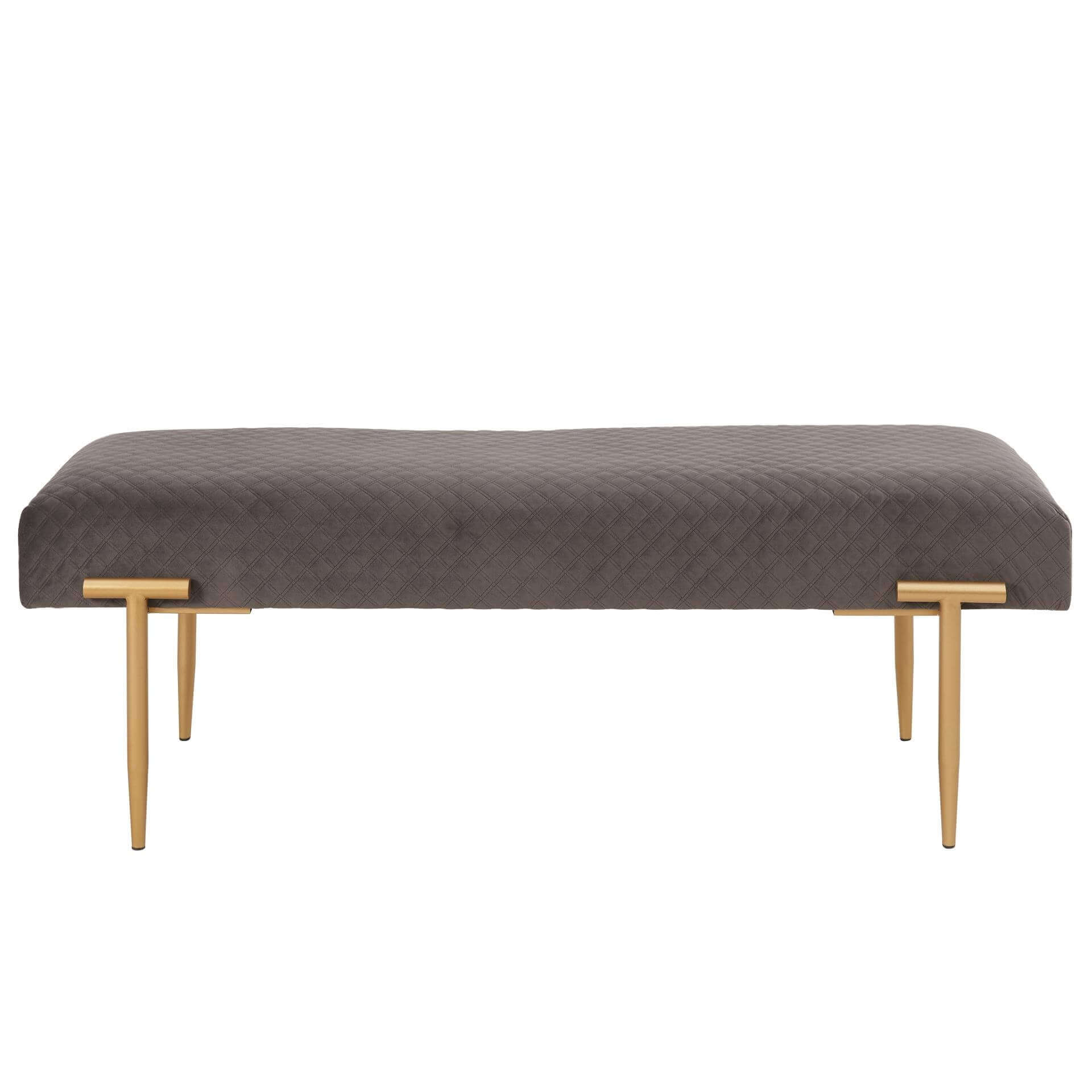Clarine KD Quilted Velvet Fabric Bench