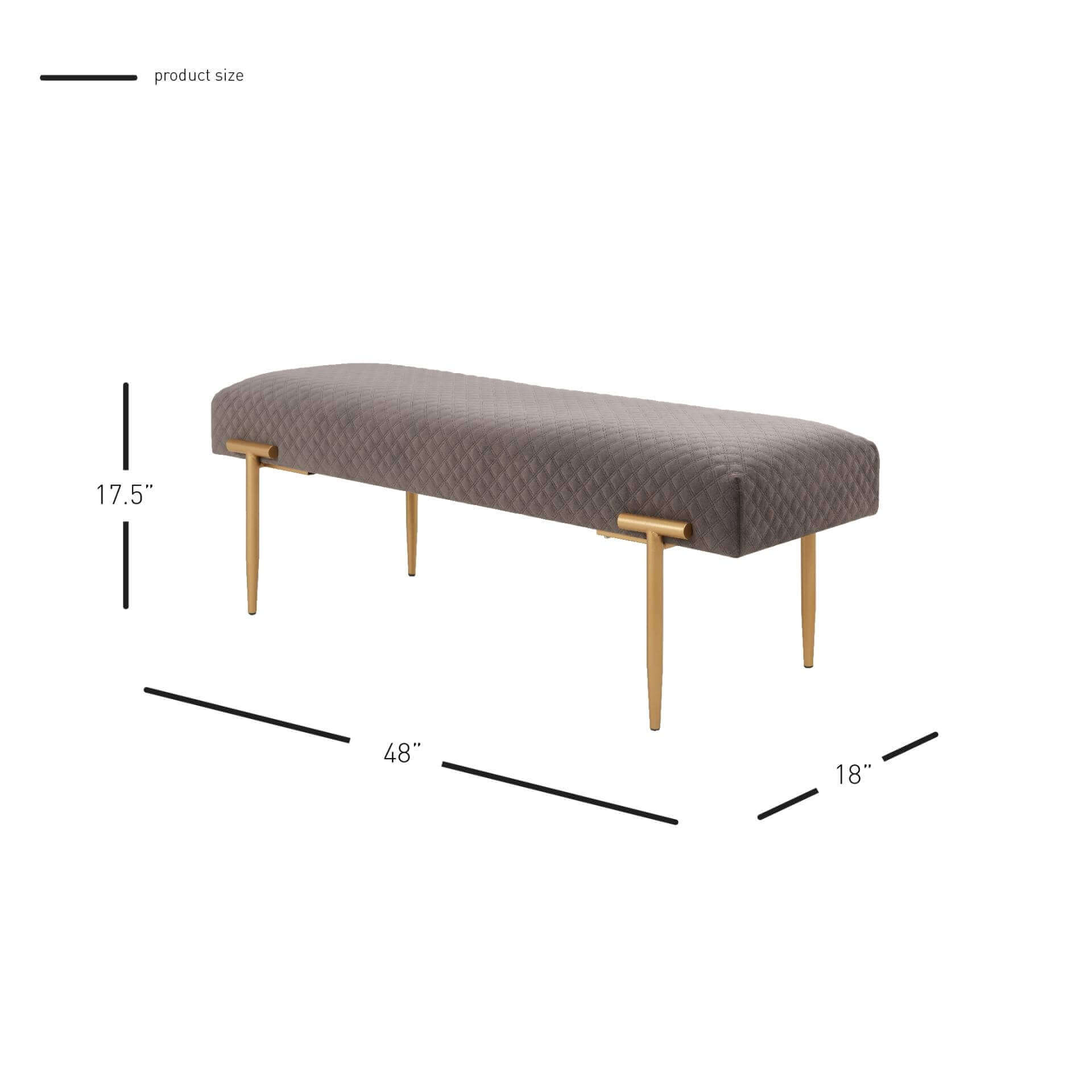 Clarine KD Quilted Velvet Fabric Bench