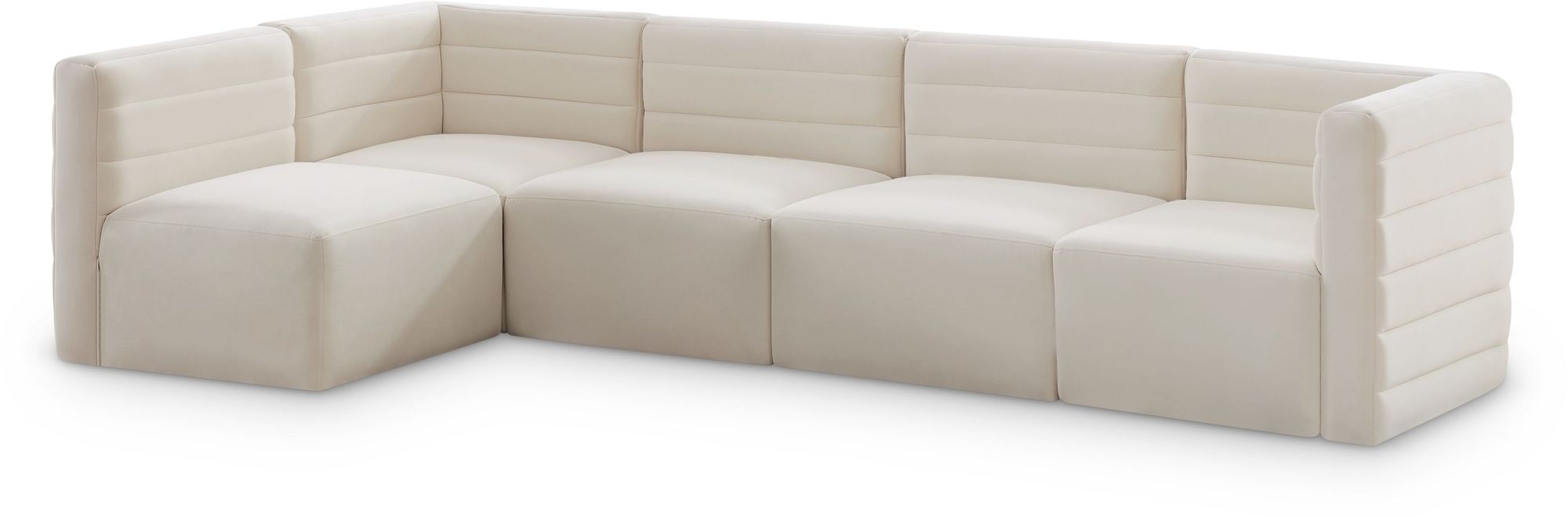 Quincy 126" 5-Piece Velvet Modular Comfort Sectional