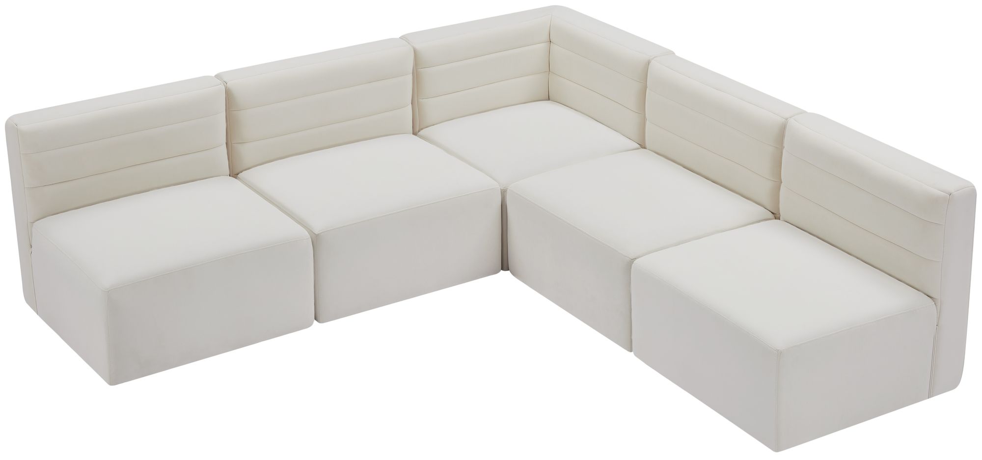 Quincy 95" 5-Piece Velvet Modular Comfort Armless Sectional