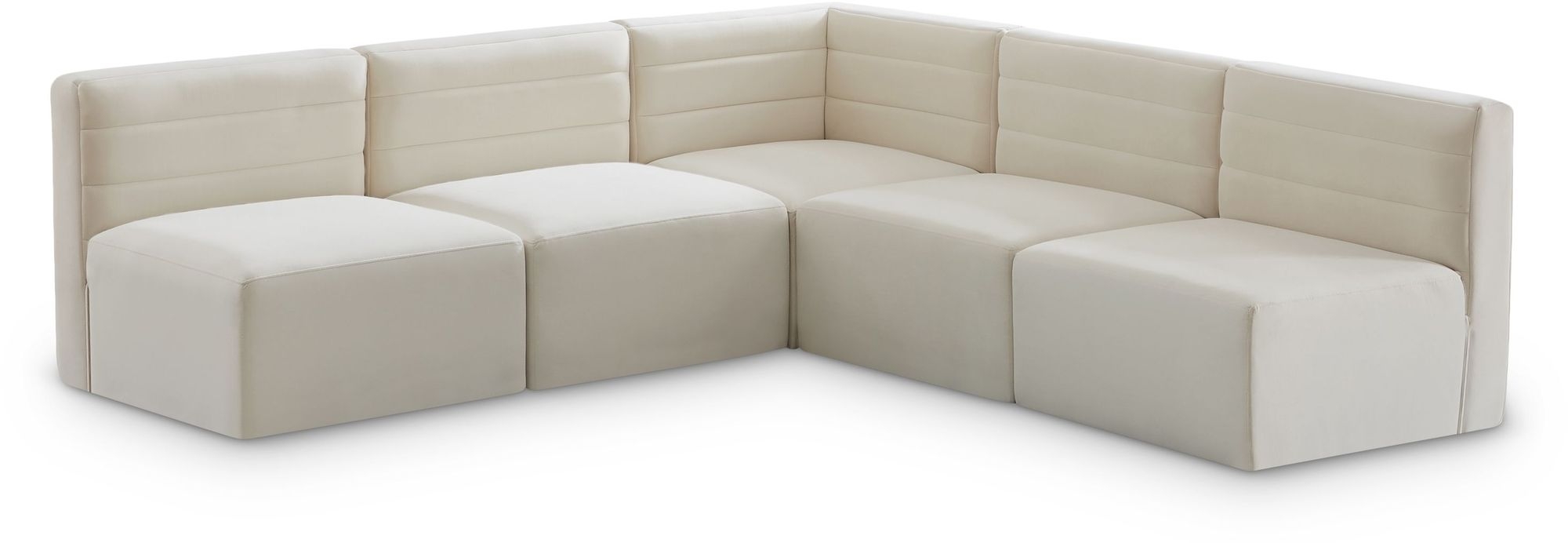 Quincy 95" 5-Piece Velvet Modular Comfort Armless Sectional