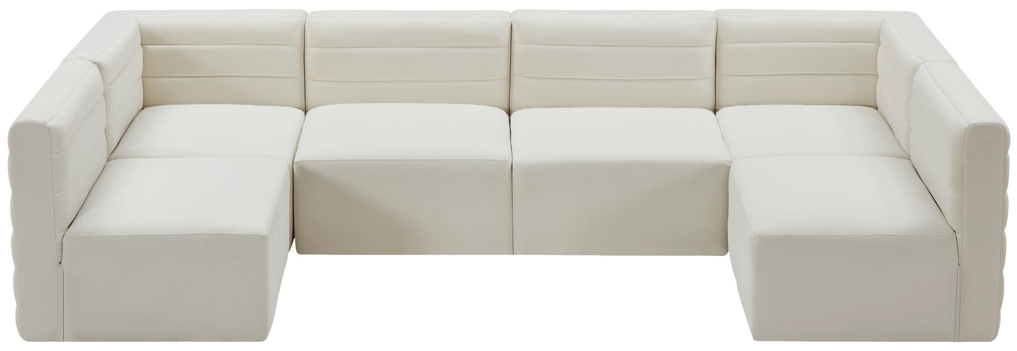 Quincy 126" 6-Piece Velvet Modular Comfort U-Shape Sectional