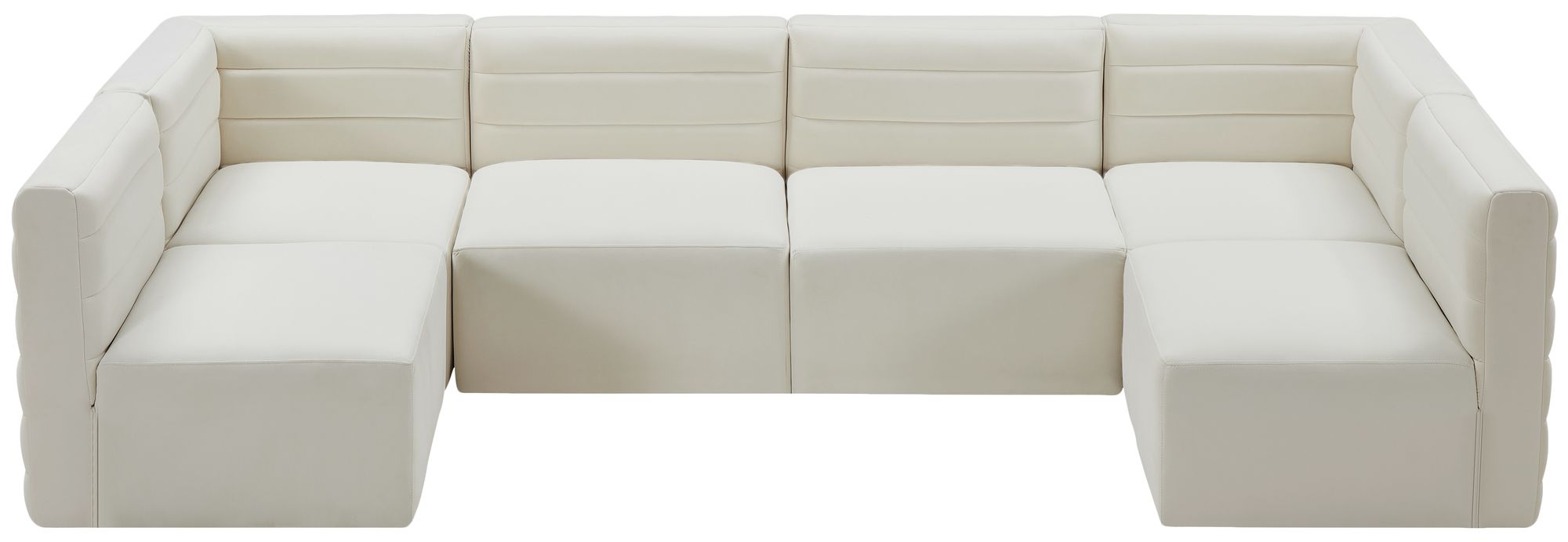 Quincy 126" 6-Piece Velvet Modular Comfort U-Shape Sectional