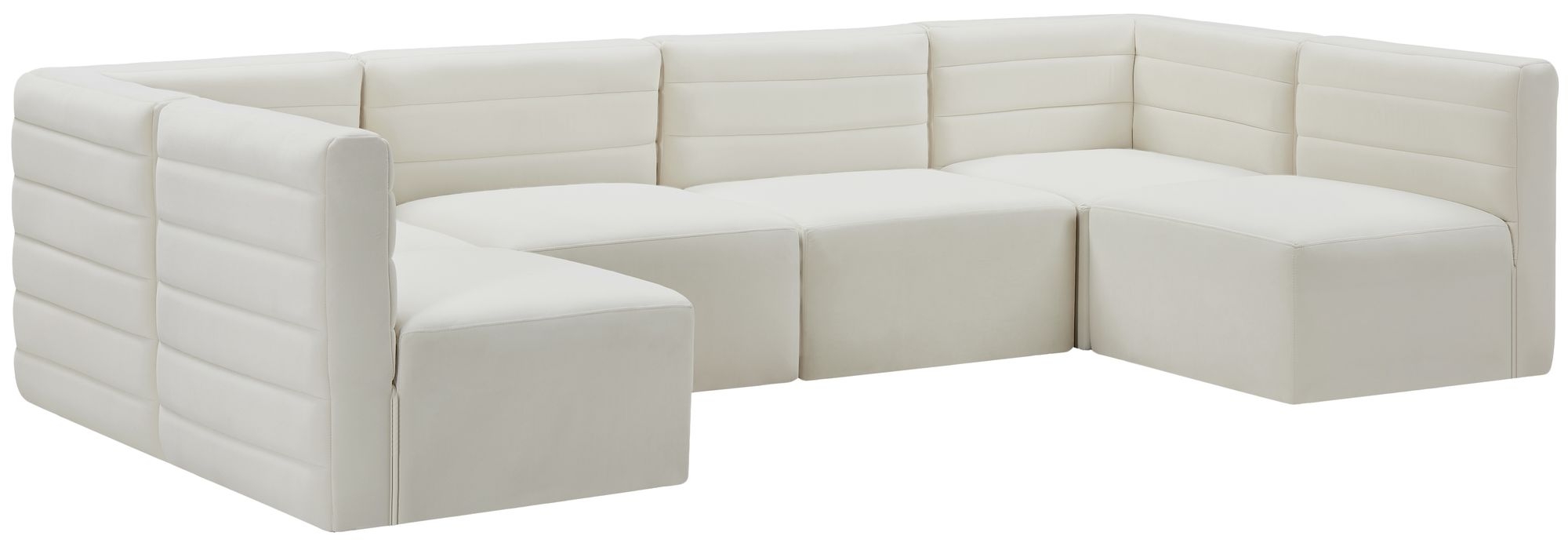 Quincy 126" 6-Piece Velvet Modular Comfort U-Shape Sectional