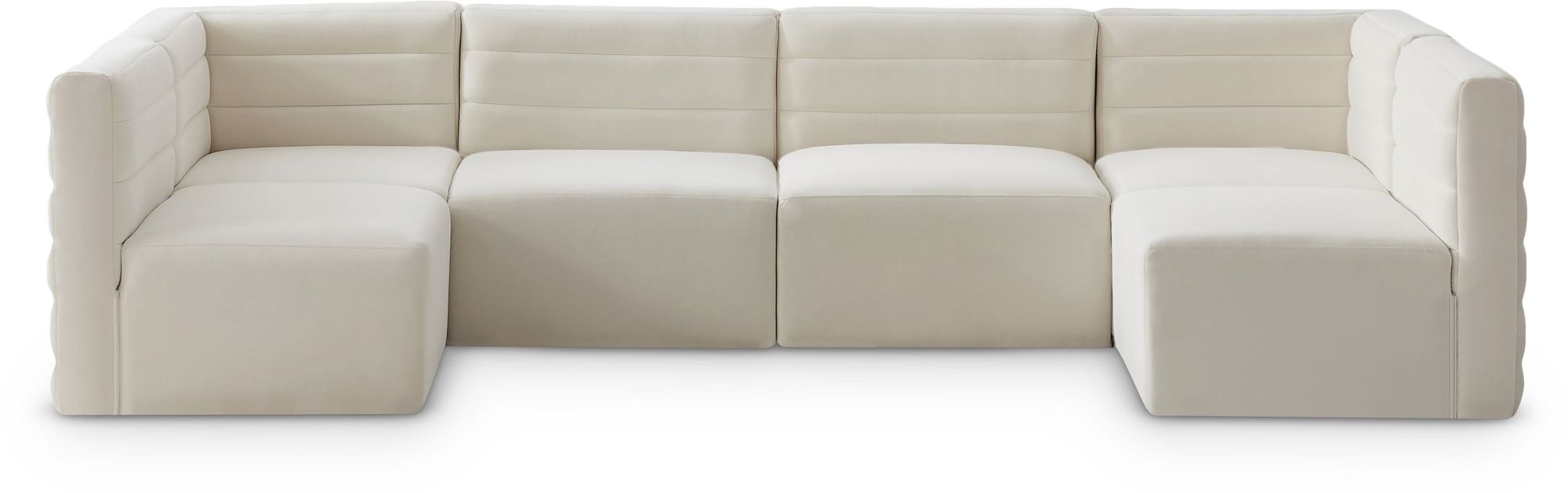 Quincy 126" 6-Piece Velvet Modular Comfort U-Shape Sectional