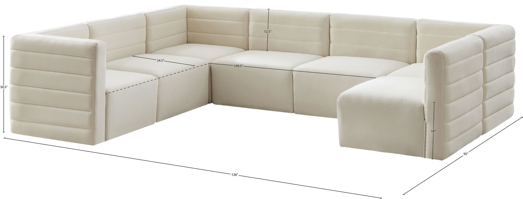 Quincy 126" 7-Piece Velvet Modular Comfort Sectional