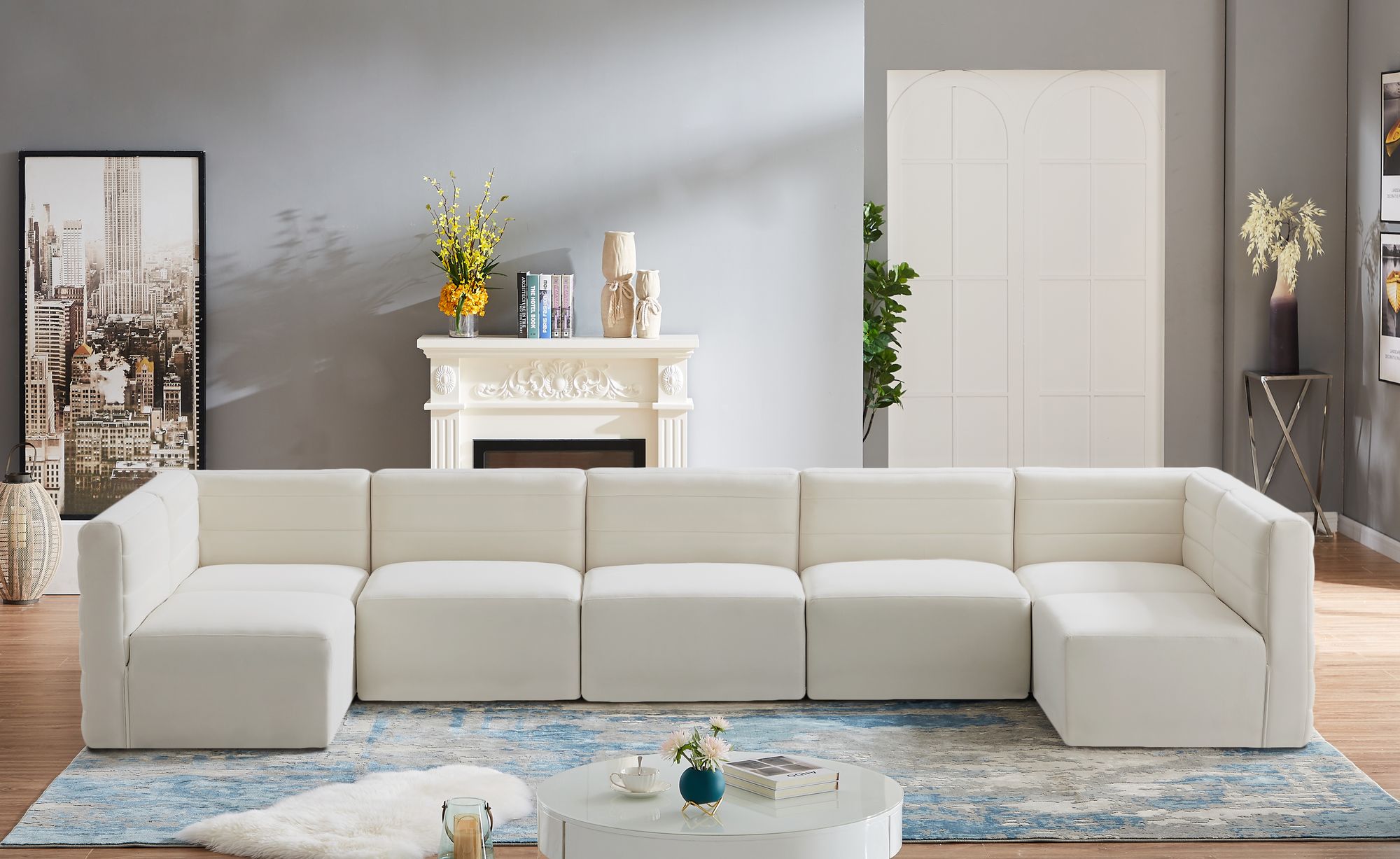 Quincy 158" 7-Piece Velvet Modular Comfort Sectional