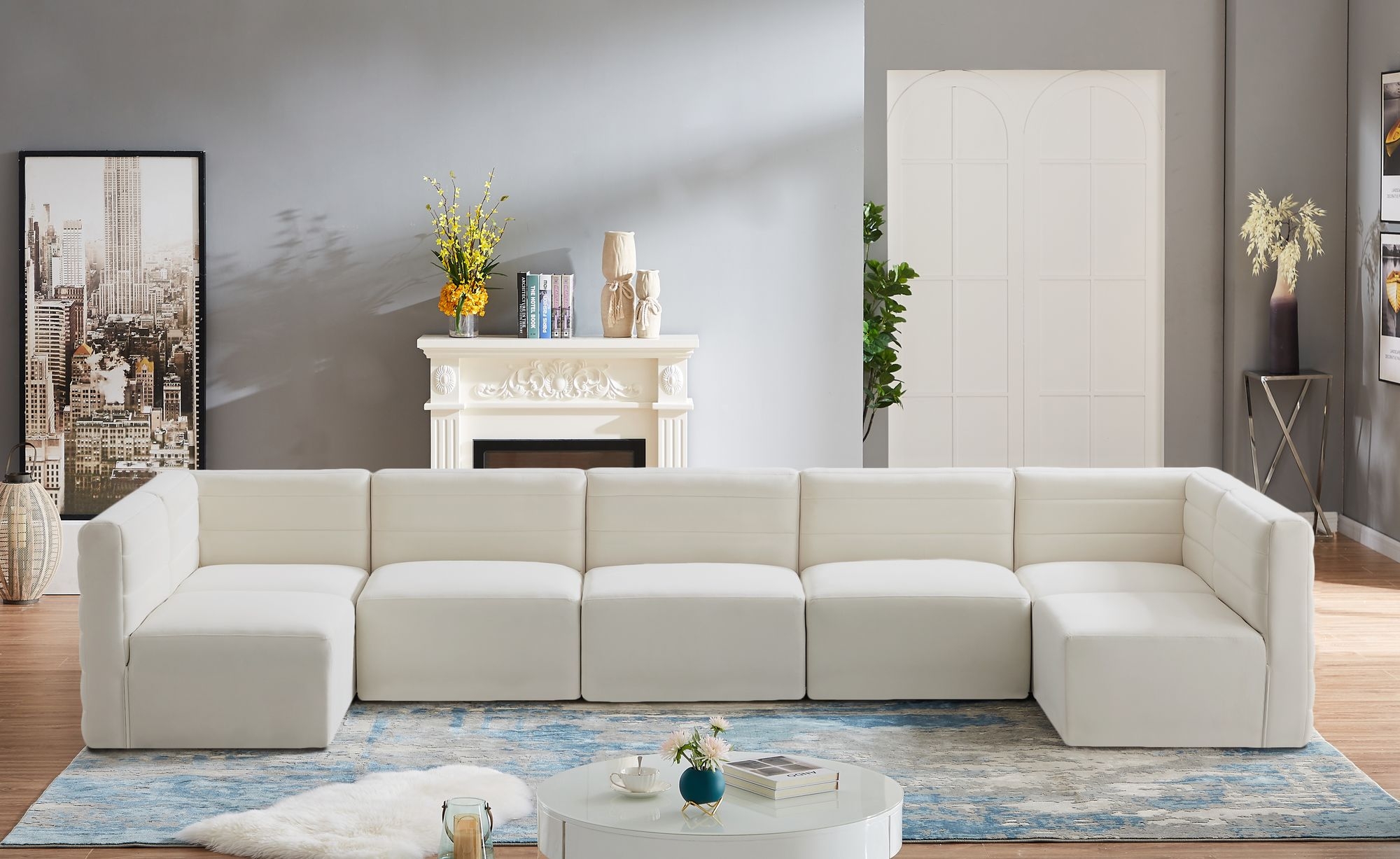 Quincy 158" 7-Piece Velvet Modular Comfort Sectional