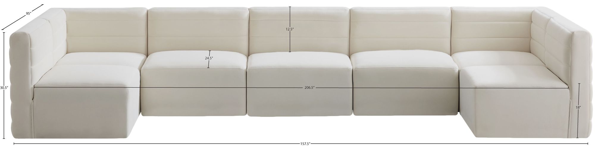 Quincy 158" 7-Piece Velvet Modular Comfort Sectional