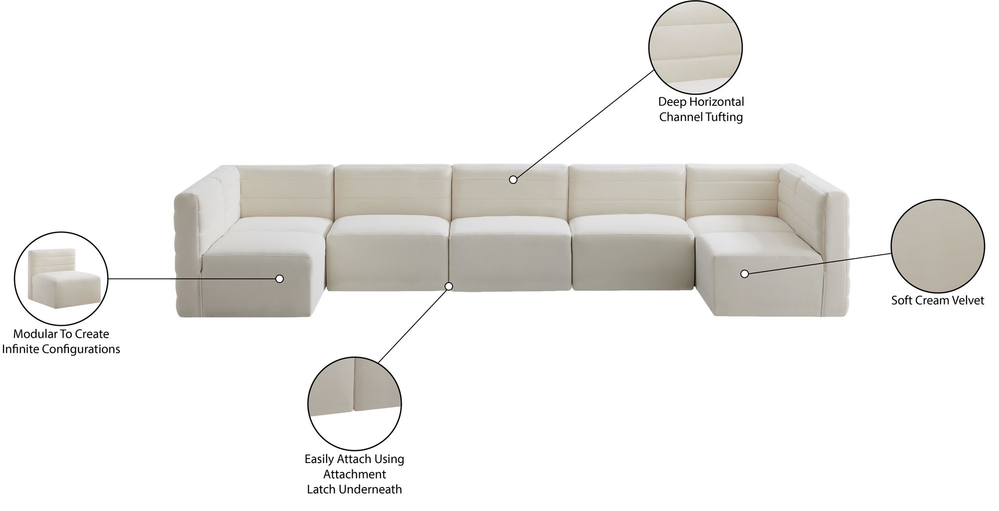 Quincy 158" 7-Piece Velvet Modular Comfort Sectional