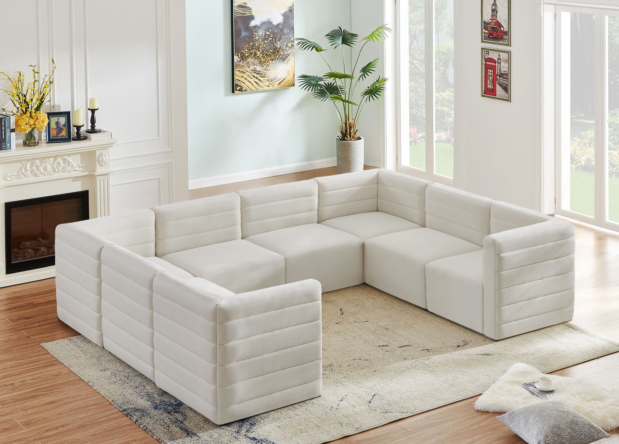Quincy 126" 8-Piece Velvet Modular Comfort Sectional