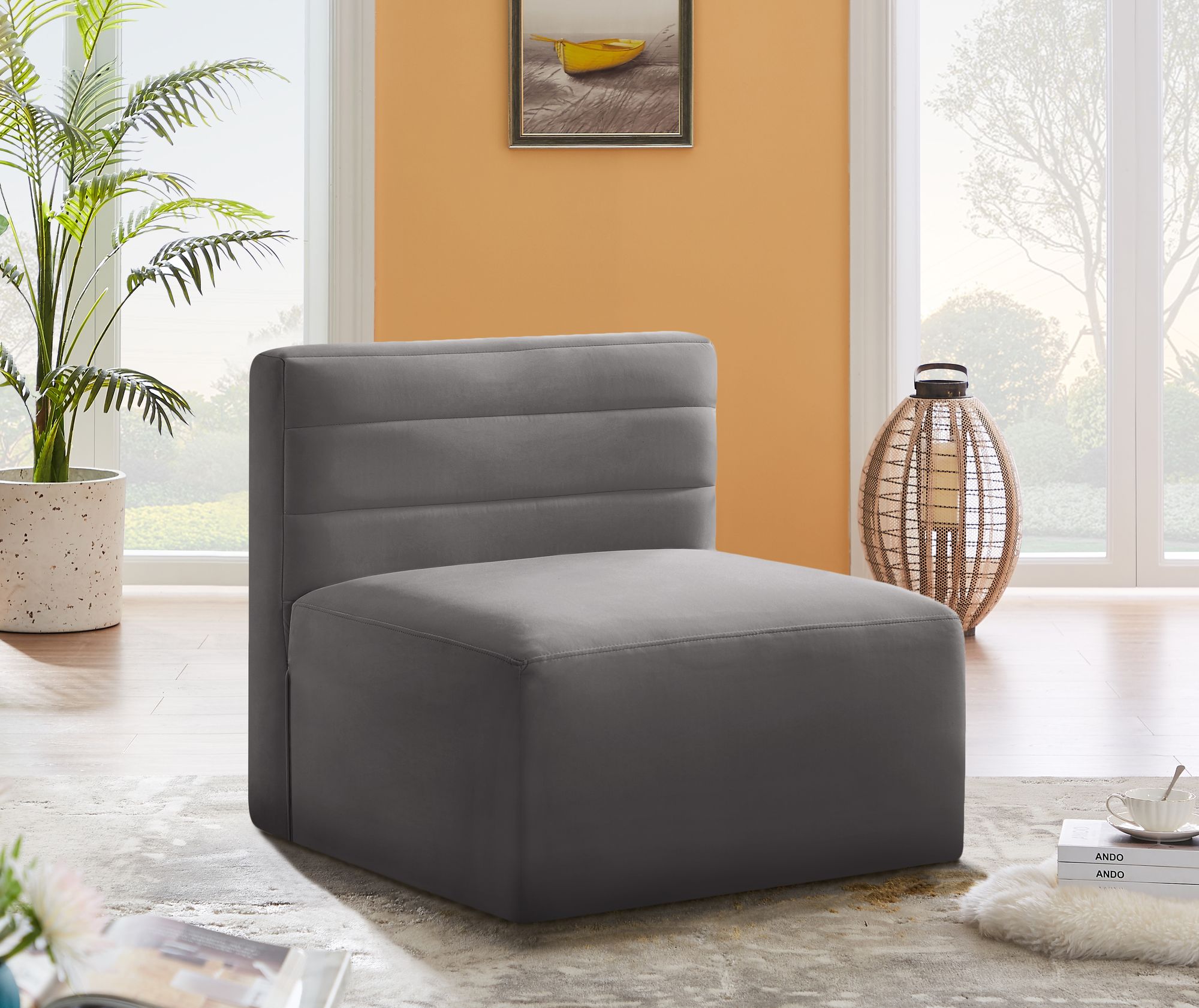 Quincy Velvet Modular Comfort Armless Chair