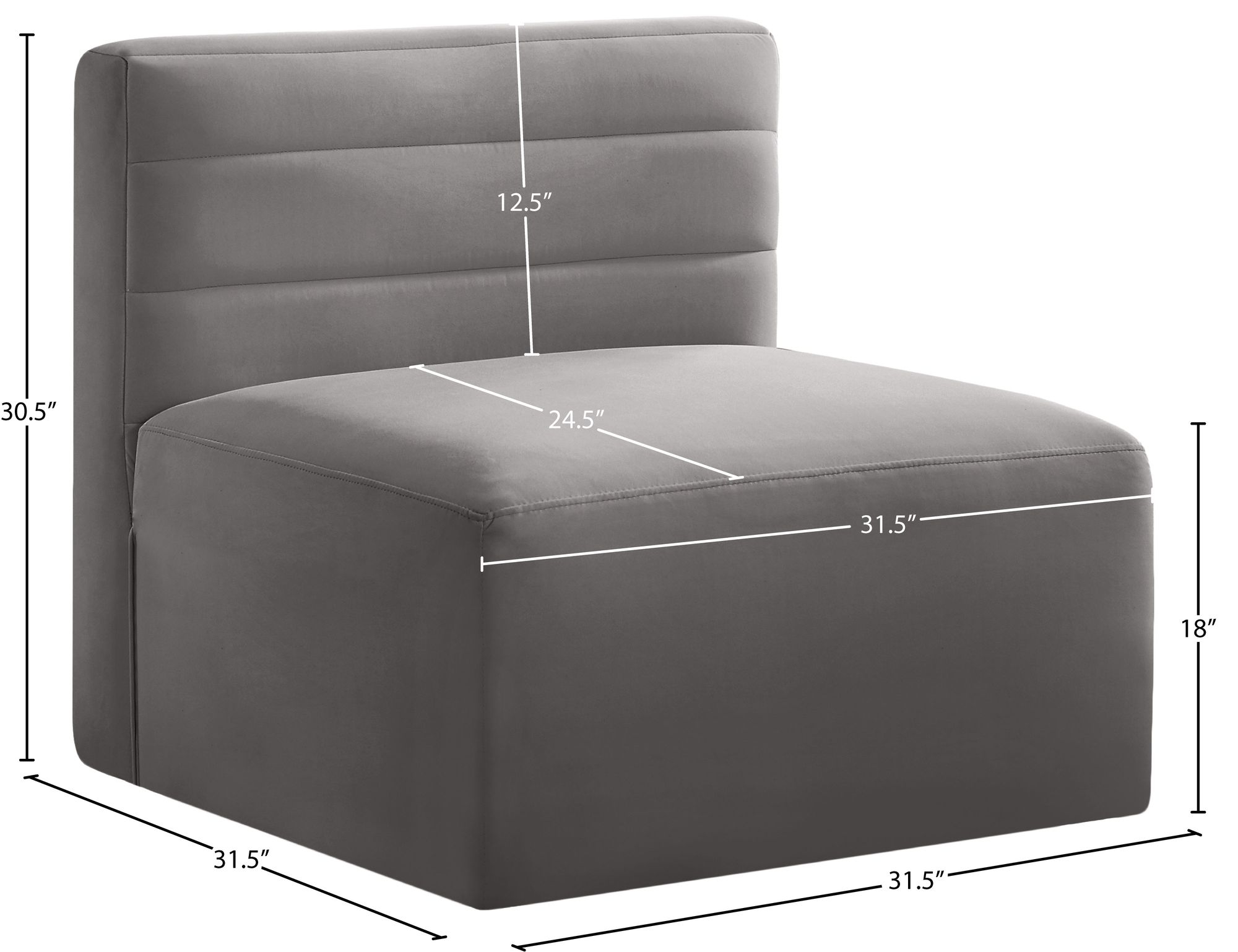 Quincy Velvet Modular Comfort Armless Chair