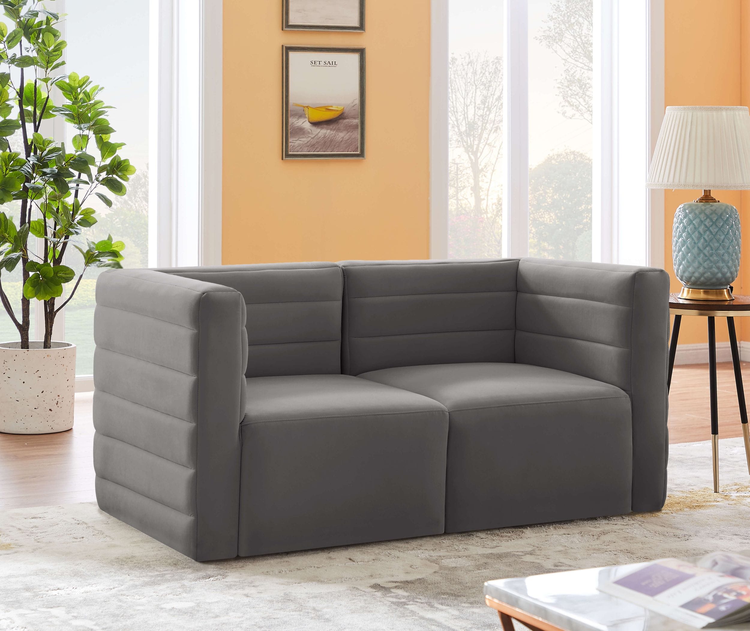 Quincy 63" Velvet Modular Comfort Sofa