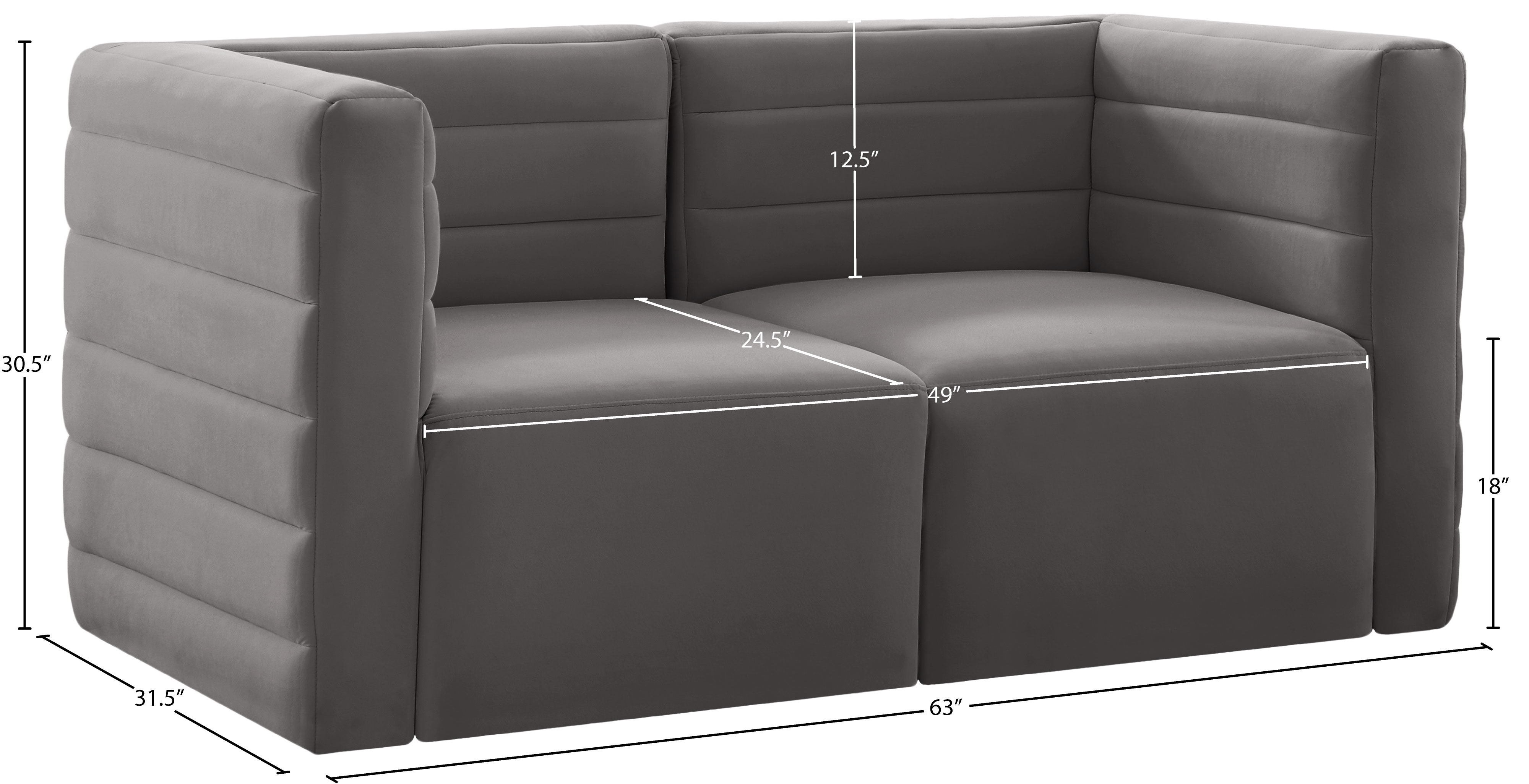 Quincy 63" Velvet Modular Comfort Sofa