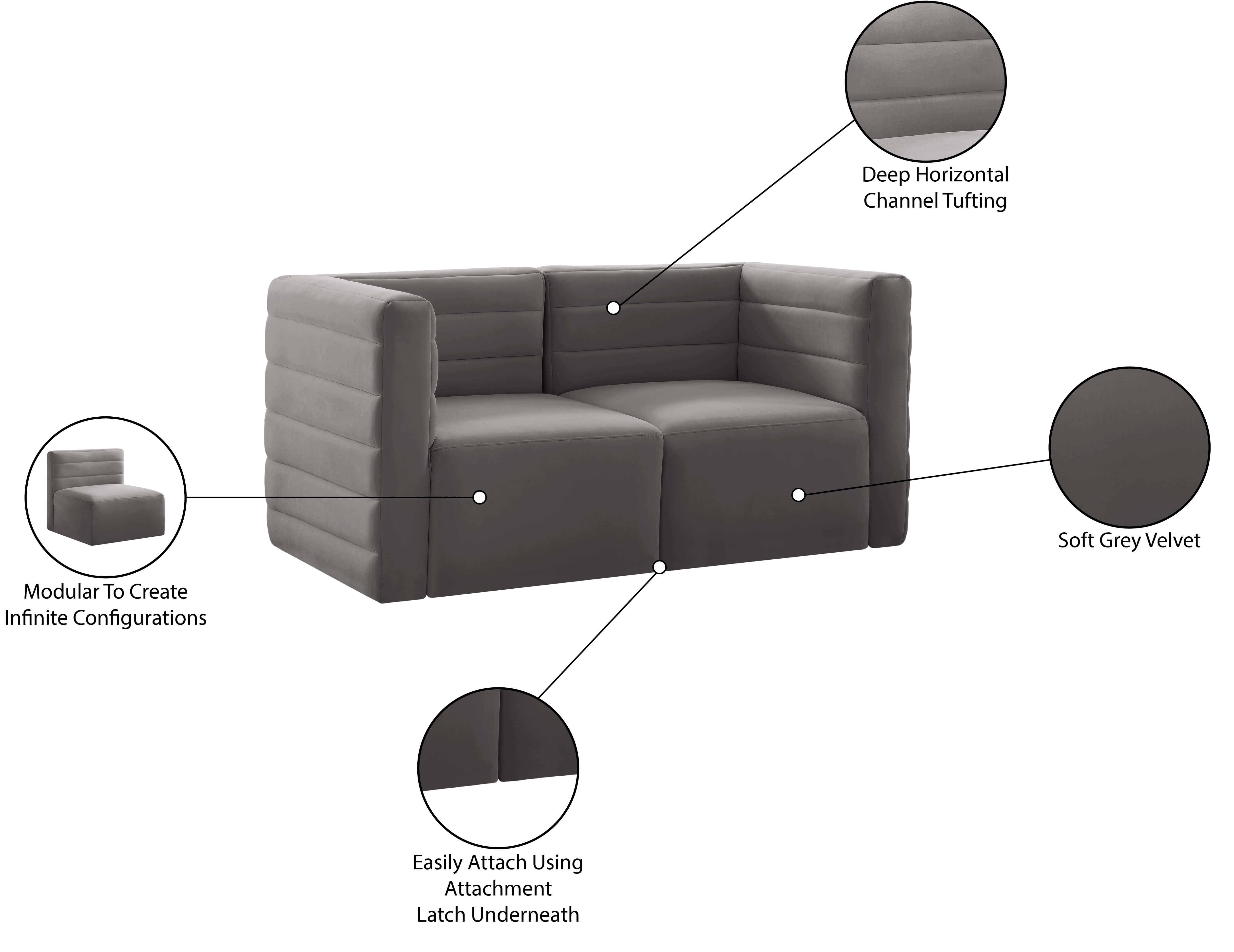 Quincy 63" Velvet Modular Comfort Sofa