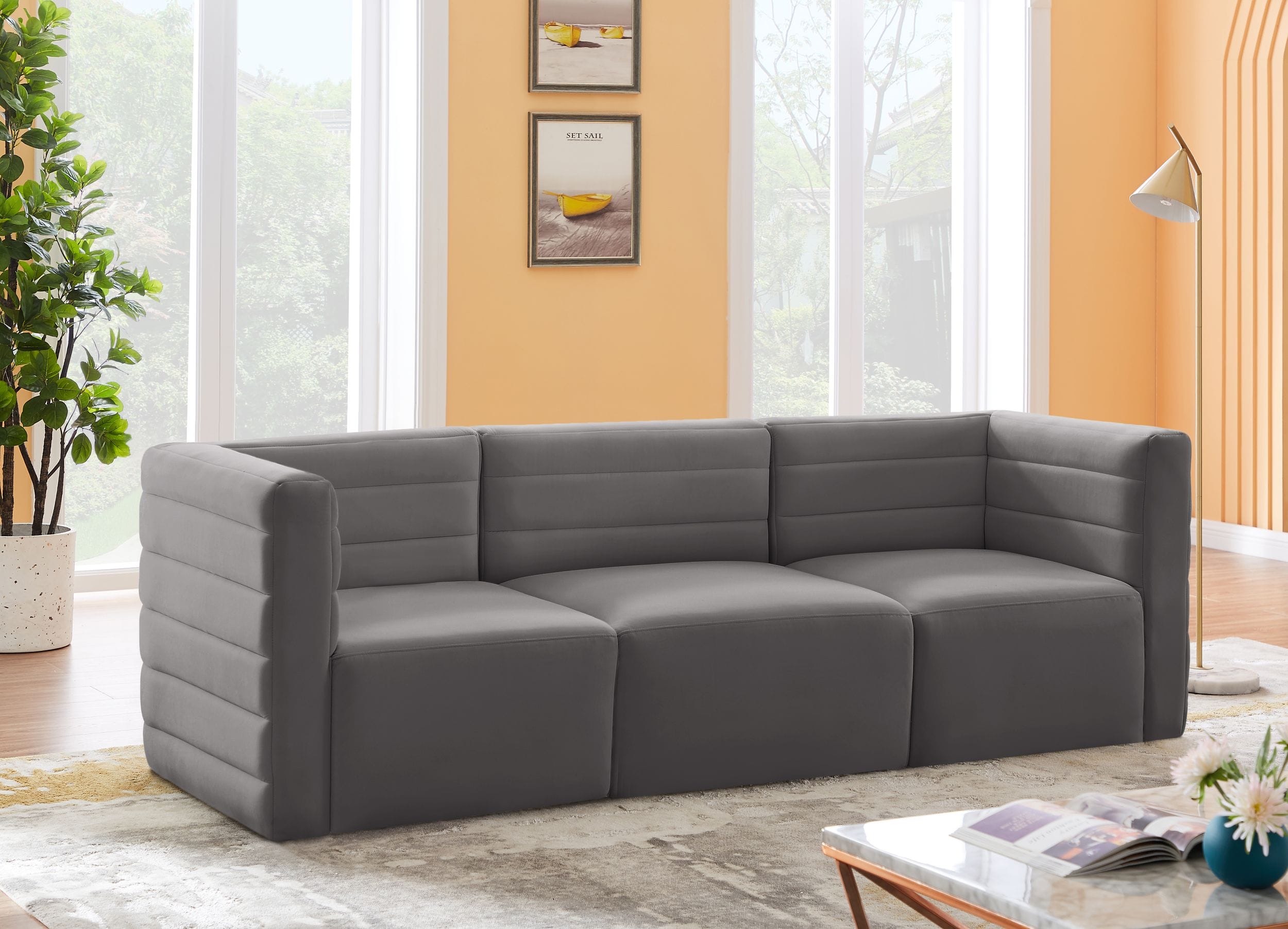 Quincy 95" Velvet Modular Comfort Sofa