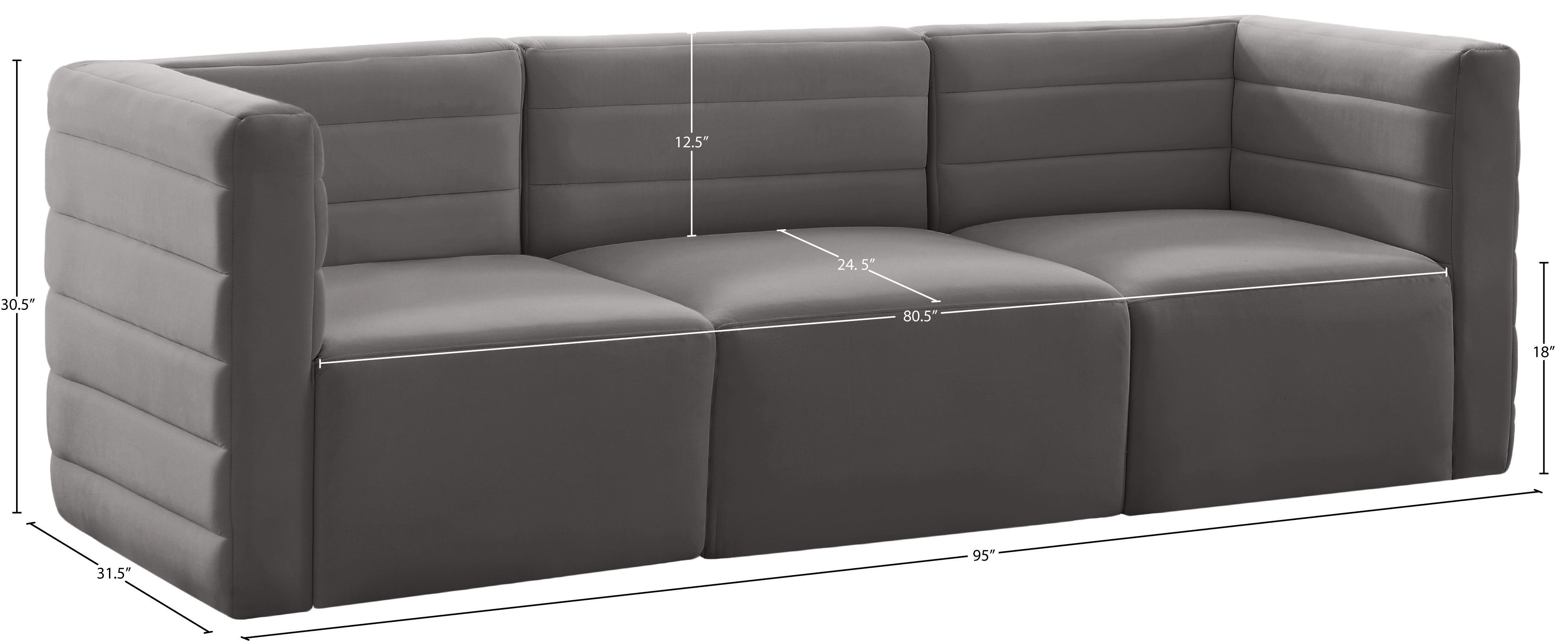 Quincy 95" Velvet Modular Comfort Sofa