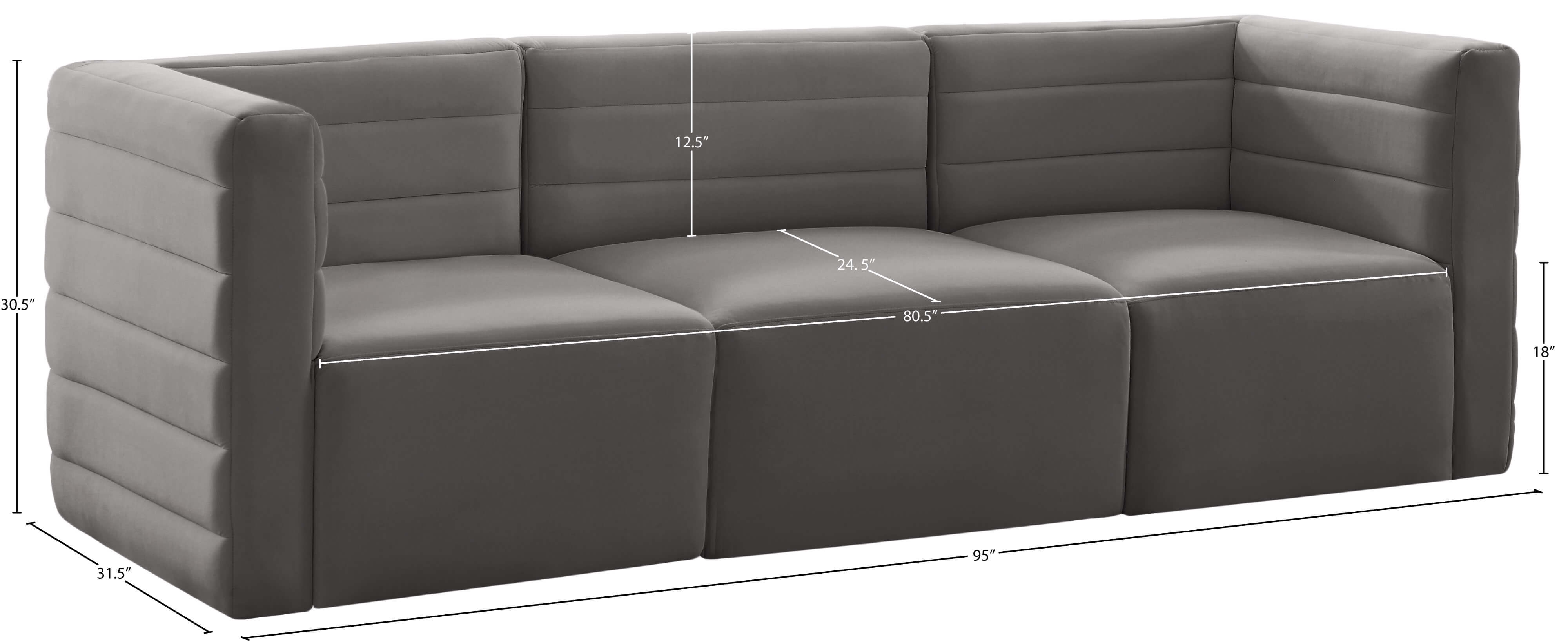 Quincy 95" Velvet Modular Comfort Sofa