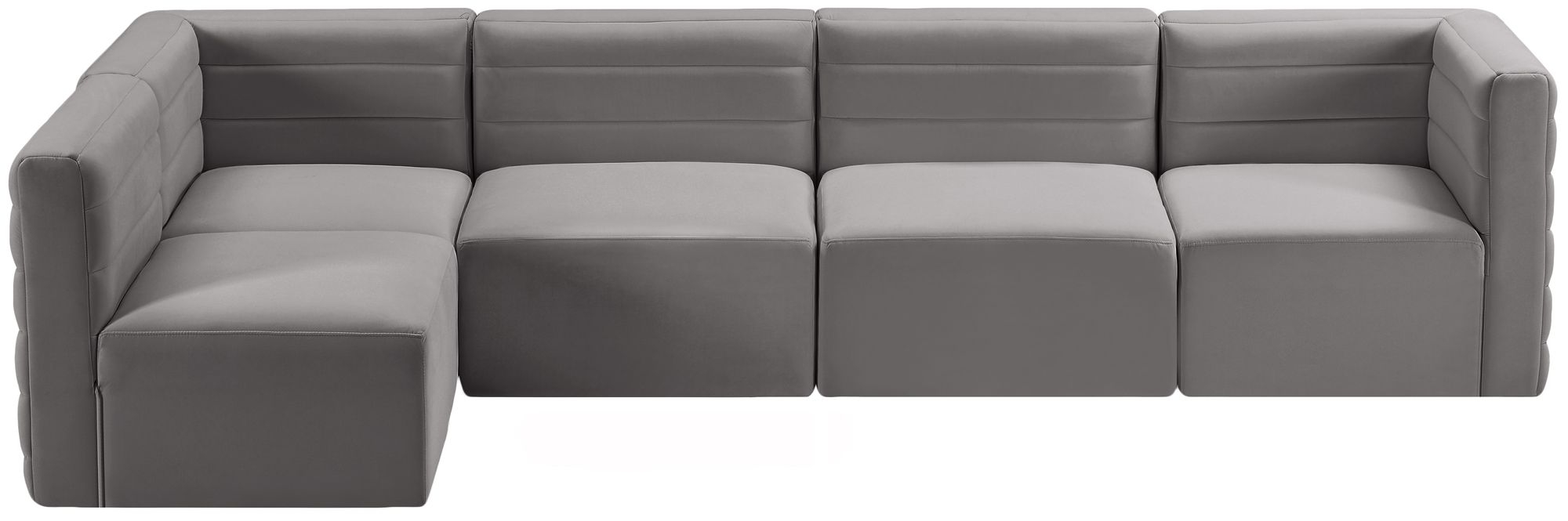 Quincy 126" 5-Piece Velvet Modular Comfort Sectional