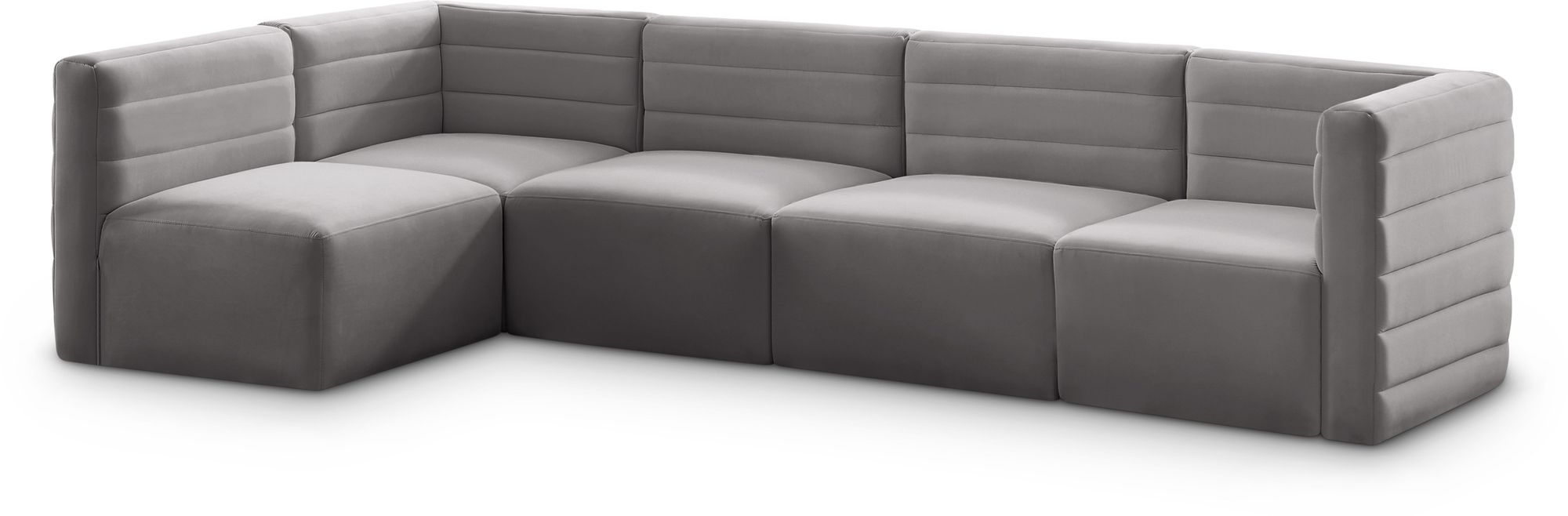 Quincy 126" 5-Piece Velvet Modular Comfort Sectional