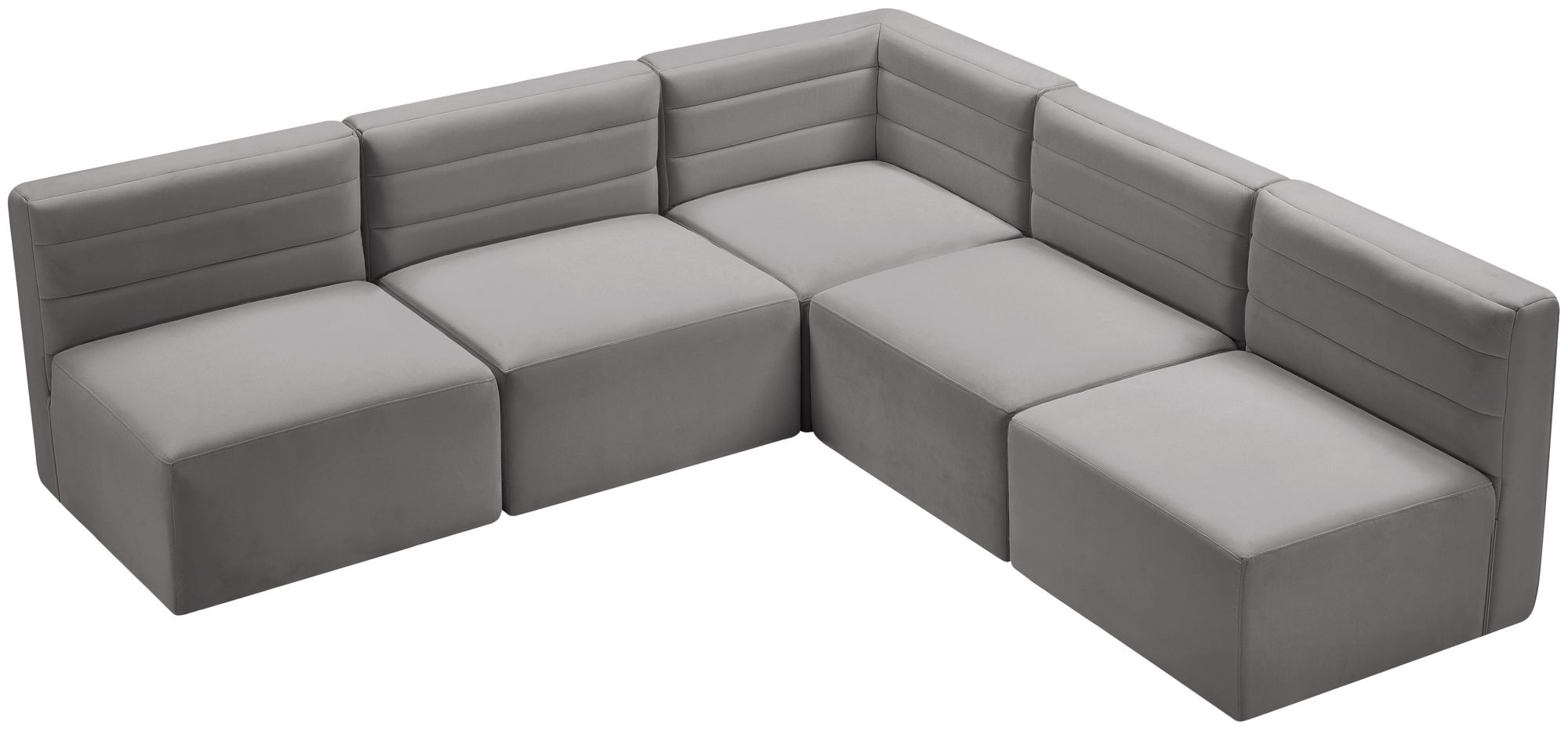 Quincy 95" 5-Piece Velvet Modular Comfort Armless Sectional